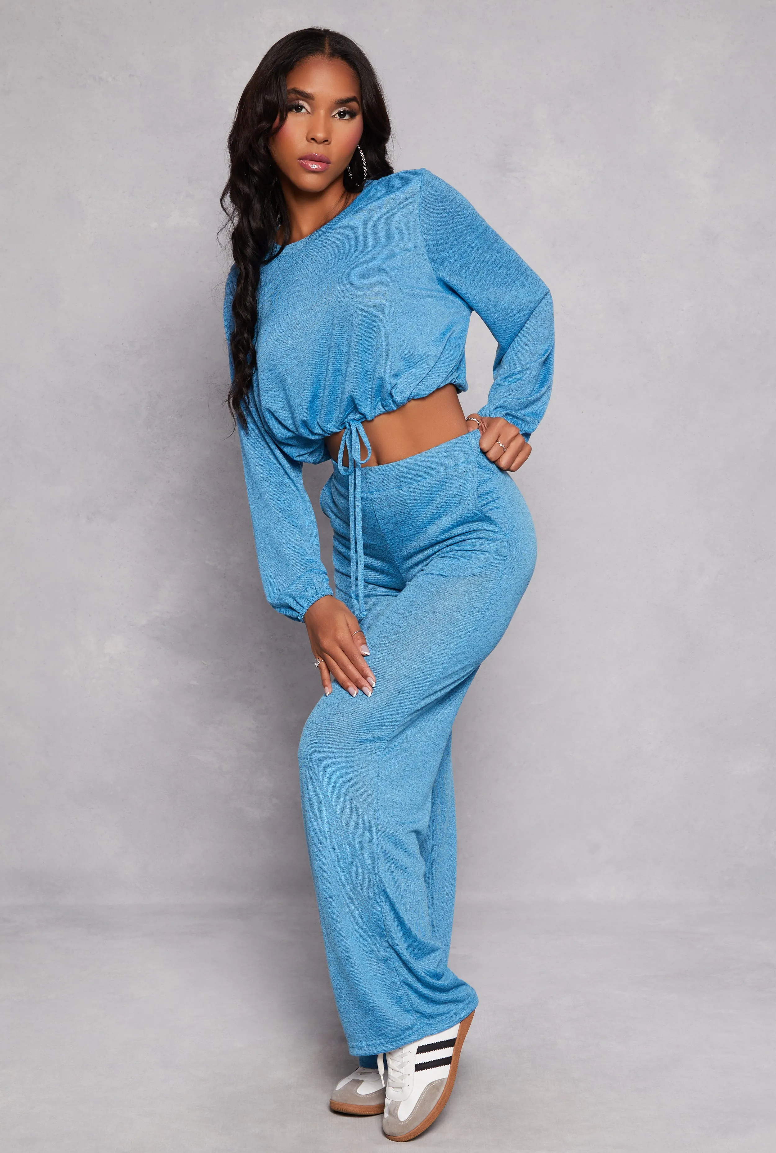 Daisy Drawstring Hem Long Sleeve Crop Top sold by Rainbow product image thumbnail 2