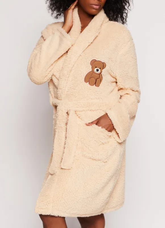 Bear Embroidered Sherpa Robe sold by Rainbow