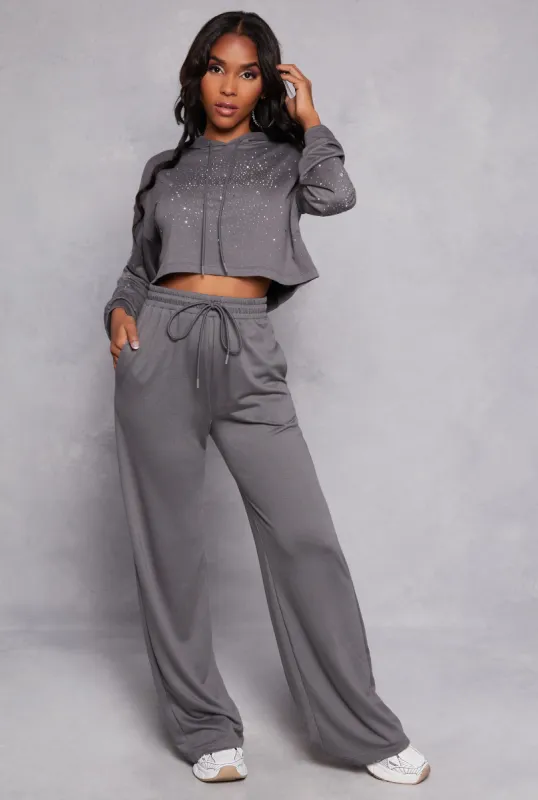 High Waist Drawstring Wide Leg Sweatpants sold by Rainbow