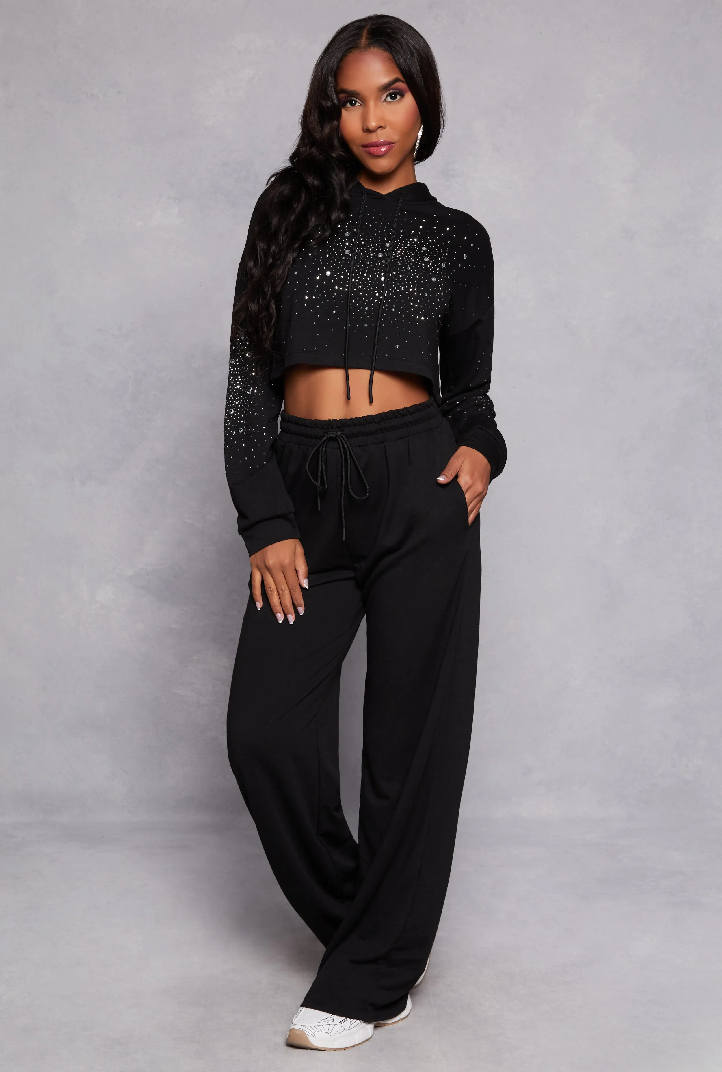 Rhinestone Cropped Hoodie sold by Rainbow product image thumbnail 2