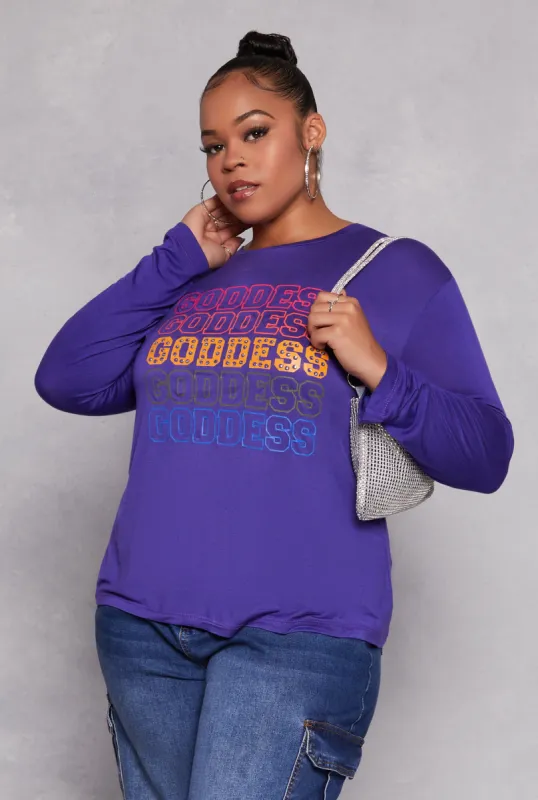 Plus Size Goddess Long Sleeve Top sold by Rainbow