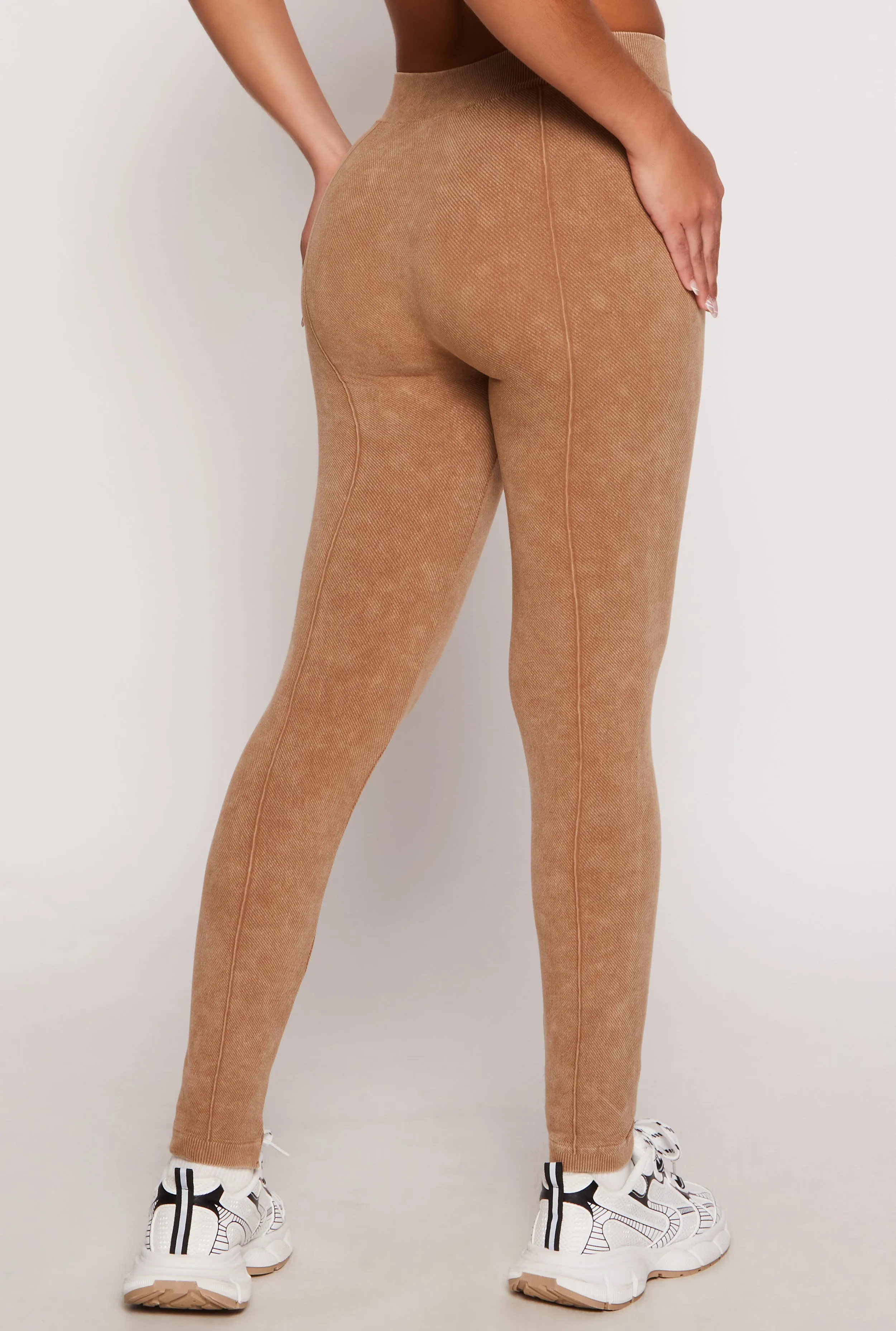 Seamless Ribbed Pintuck High Waist Leggings sold by Rainbow product image thumbnail 3