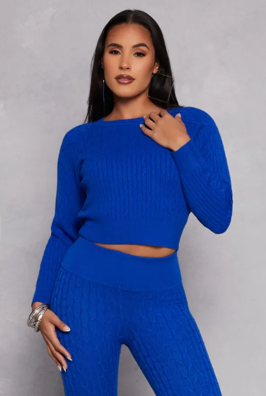 Daisy Cable Knit Cropped Sweater sold by Rainbow