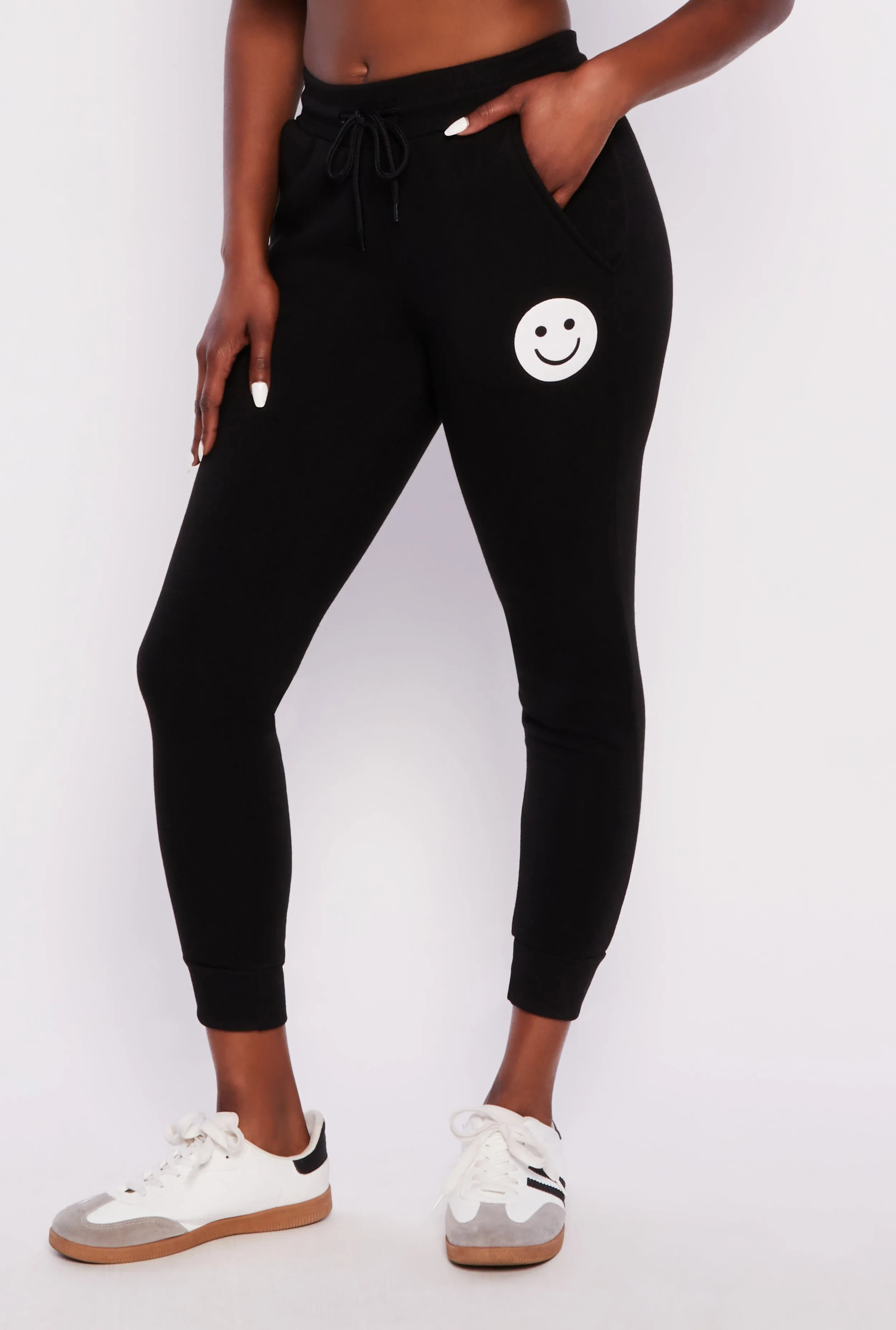 Fleece Smiley Graphic Drawstring Joggers sold by Rainbow product image thumbnail 2
