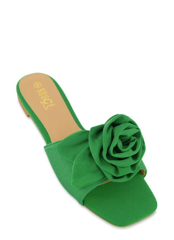 Rose Band Square Toe Slide Sandals sold by Rainbow