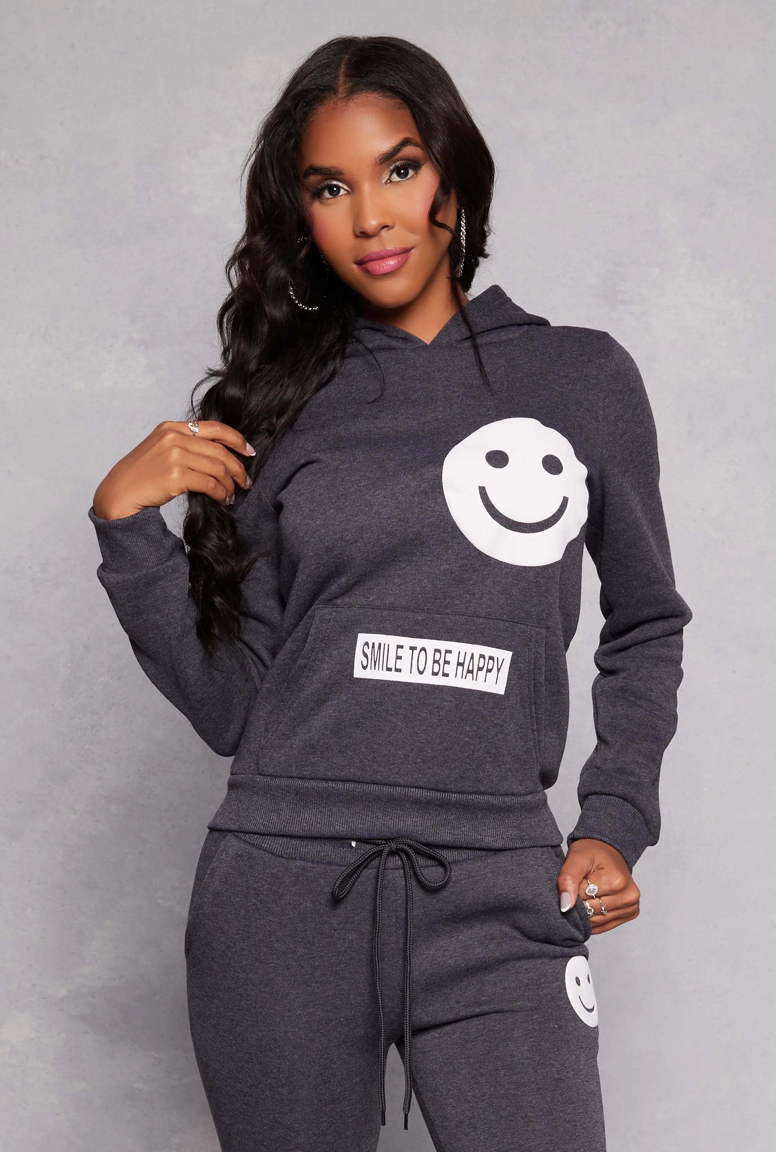Fleece Smile To Be Happy Pullover Hoodie sold by Rainbow