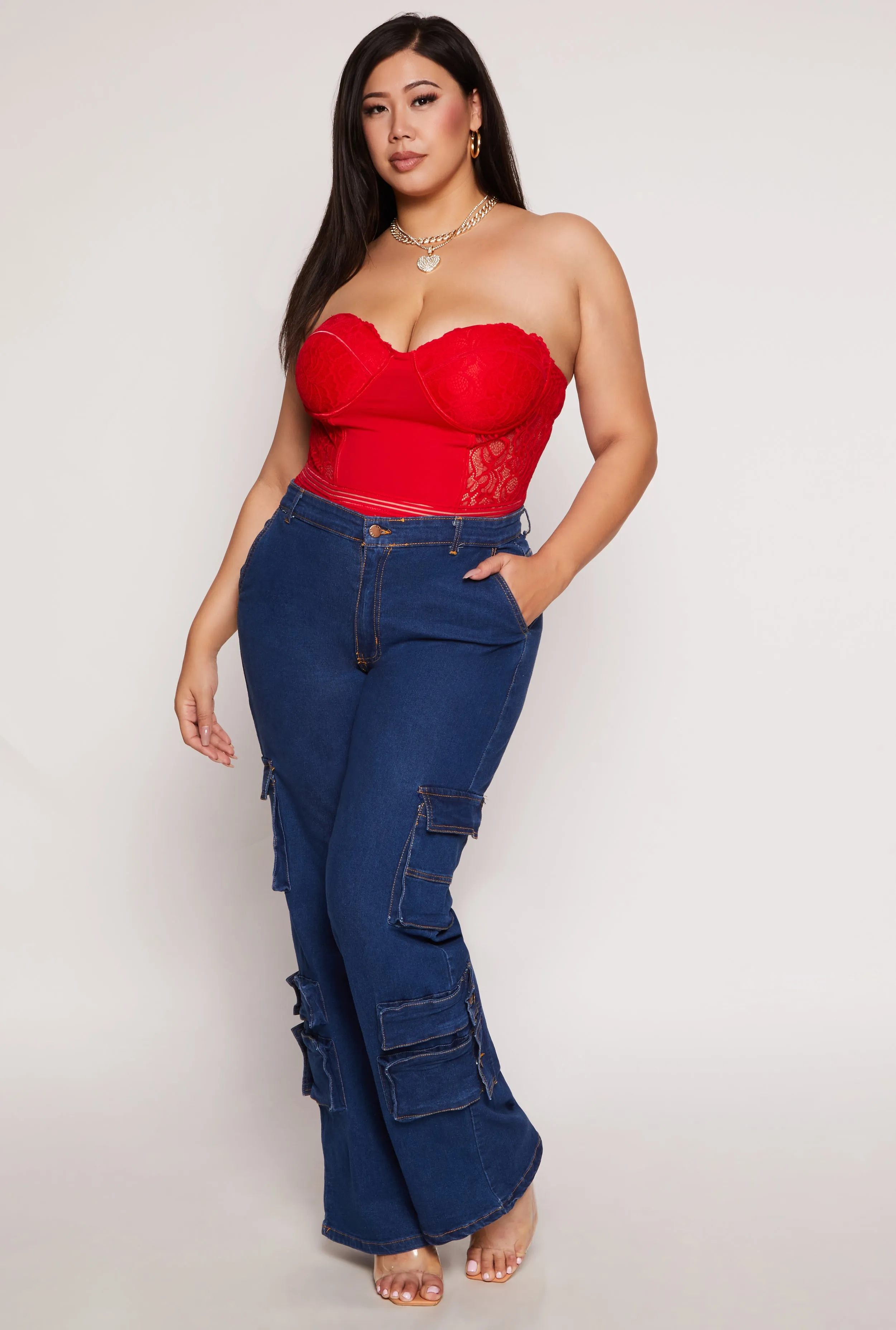 Plus Size Lace Detail Convertible Bustier Bodysuit sold by Rainbow product image thumbnail 2