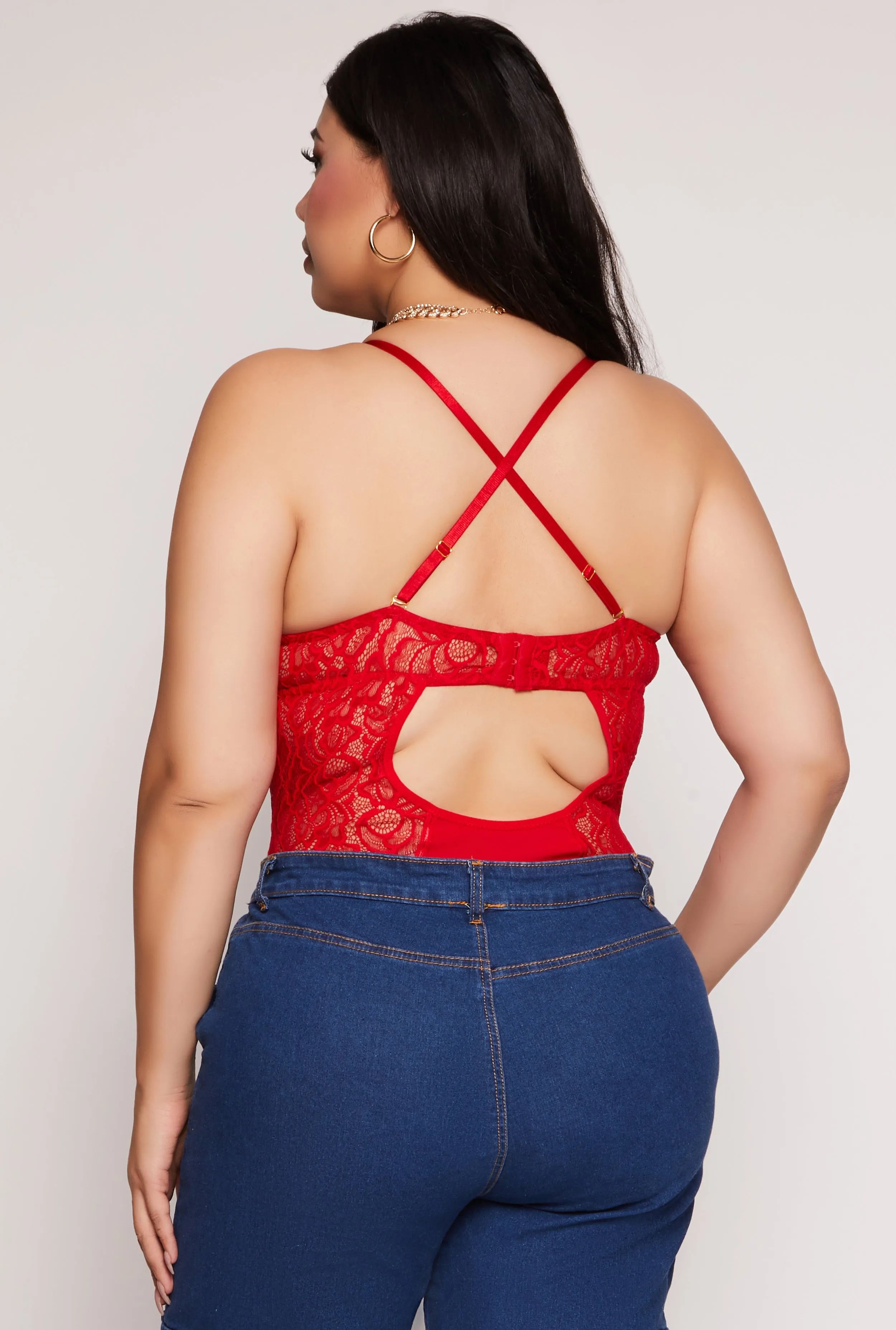 Plus Size Lace Detail Convertible Bustier Bodysuit sold by Rainbow product image thumbnail 5