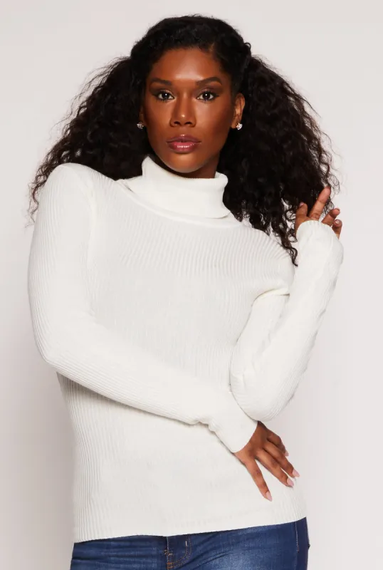 Ribbed Knit Turtleneck Top sold by Rainbow