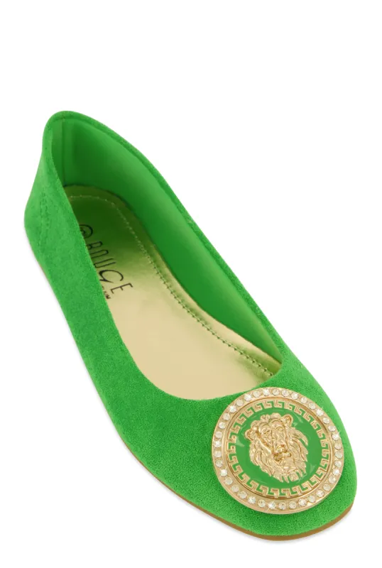 Rhinestone Lion Pendant Ballet Flats sold by Rainbow