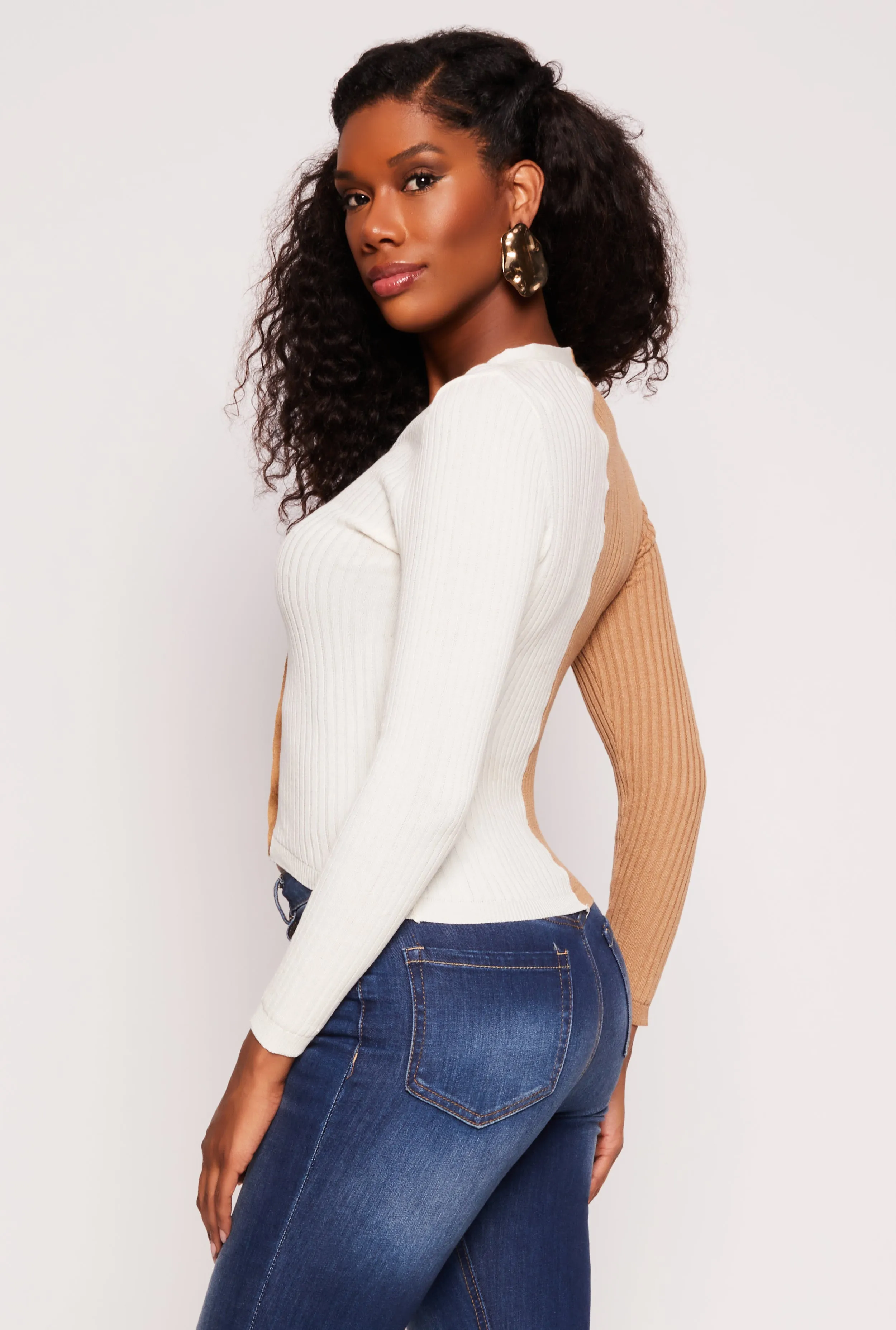 Ribbed Knit Color Block Cardigan sold by Rainbow product image thumbnail 3