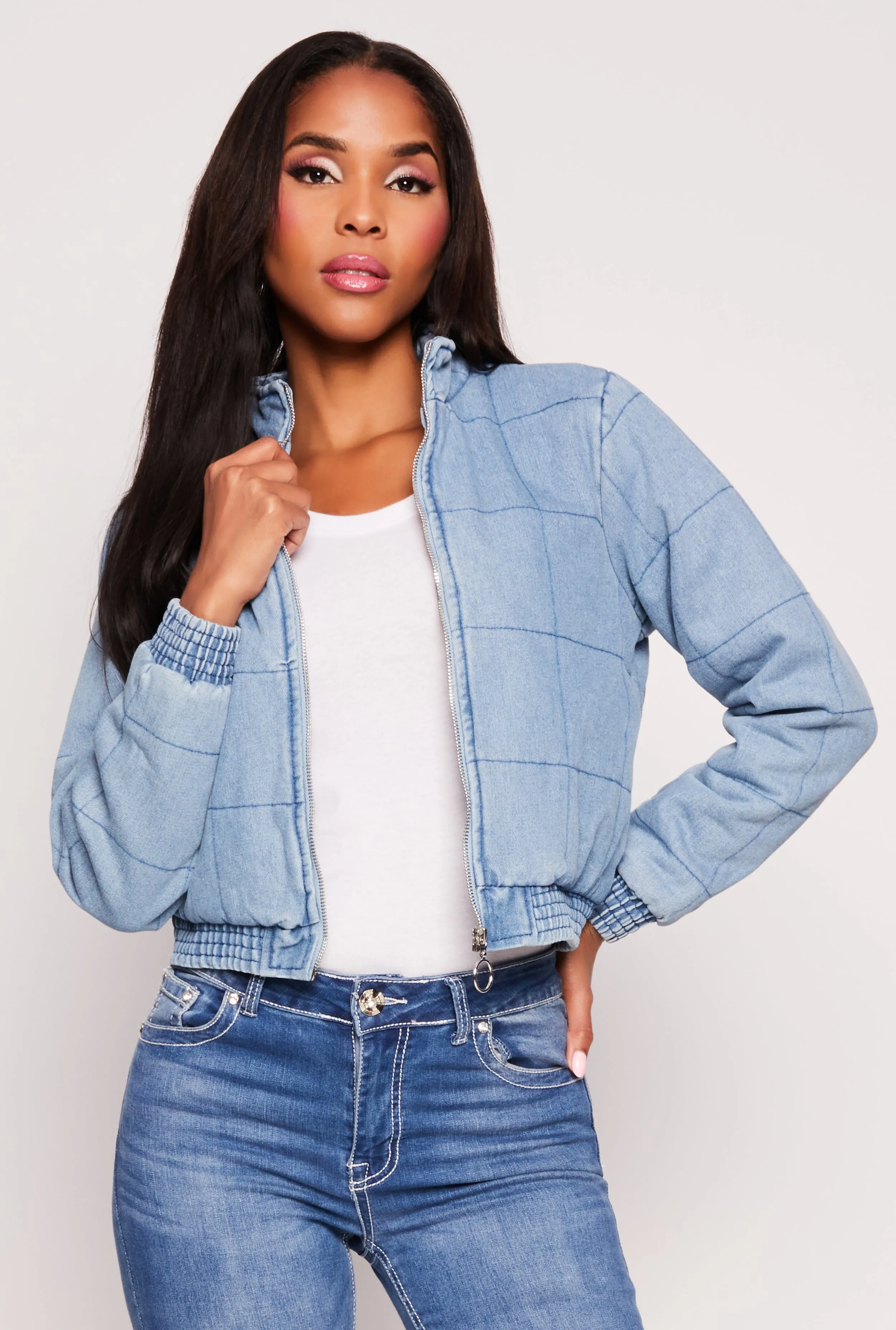 Haute Monde Denim Quilted Jacket sold by Rainbow