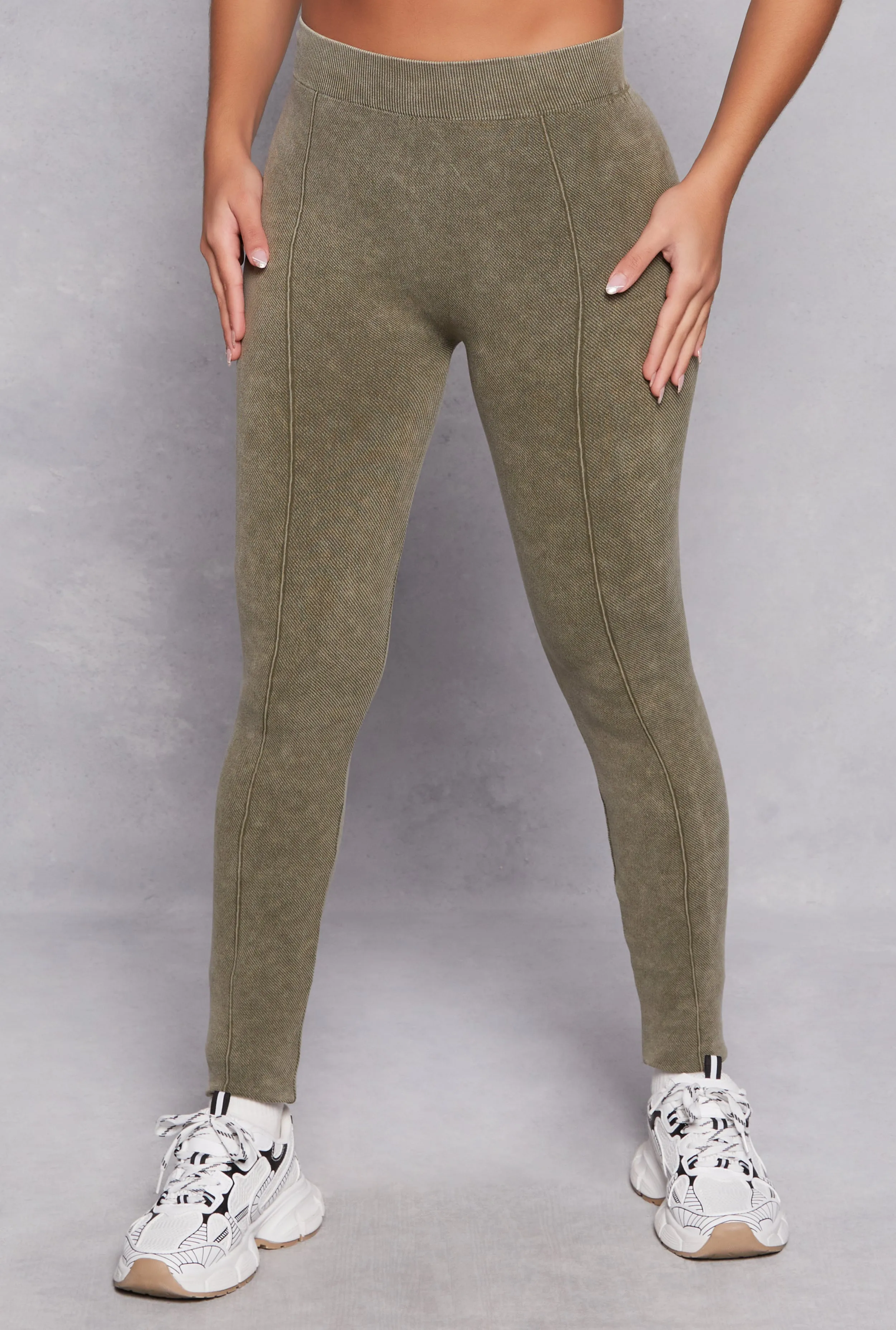 Seamless Ribbed Pintuck High Waist Leggings sold by Rainbow product image thumbnail 2