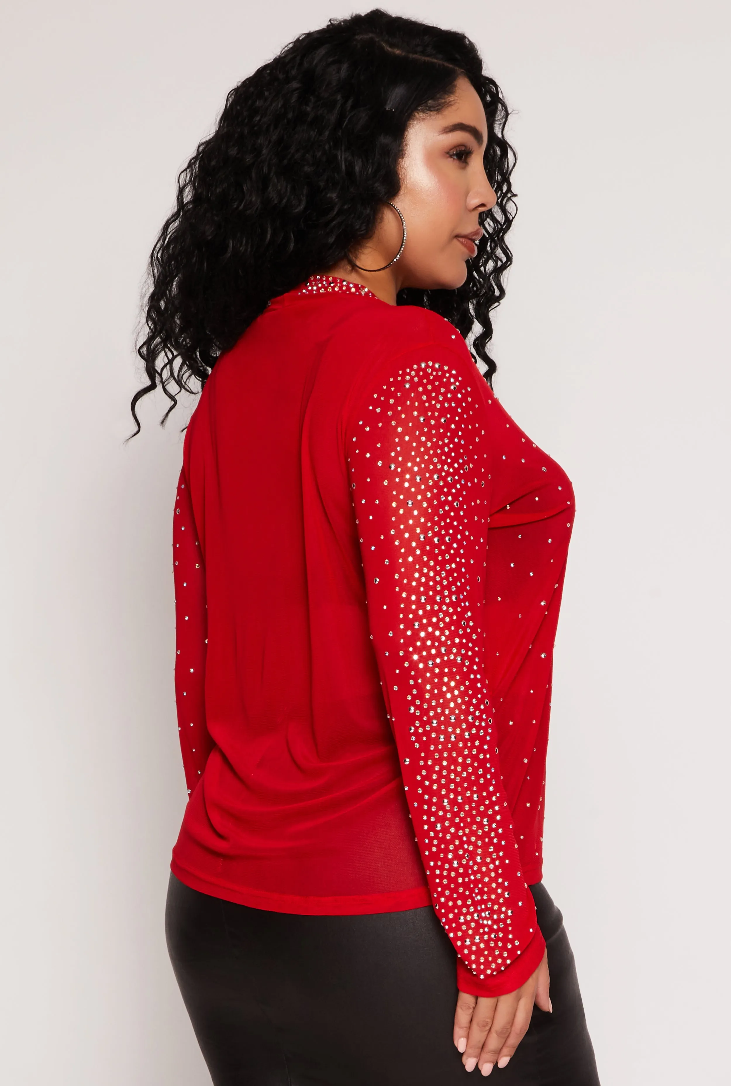 Plus Size Rhinestone Mock Neck Top sold by Rainbow product image thumbnail 3