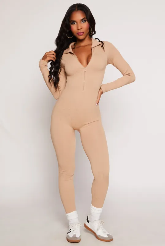 Seamless Collared Half Zip Catsuit sold by Rainbow