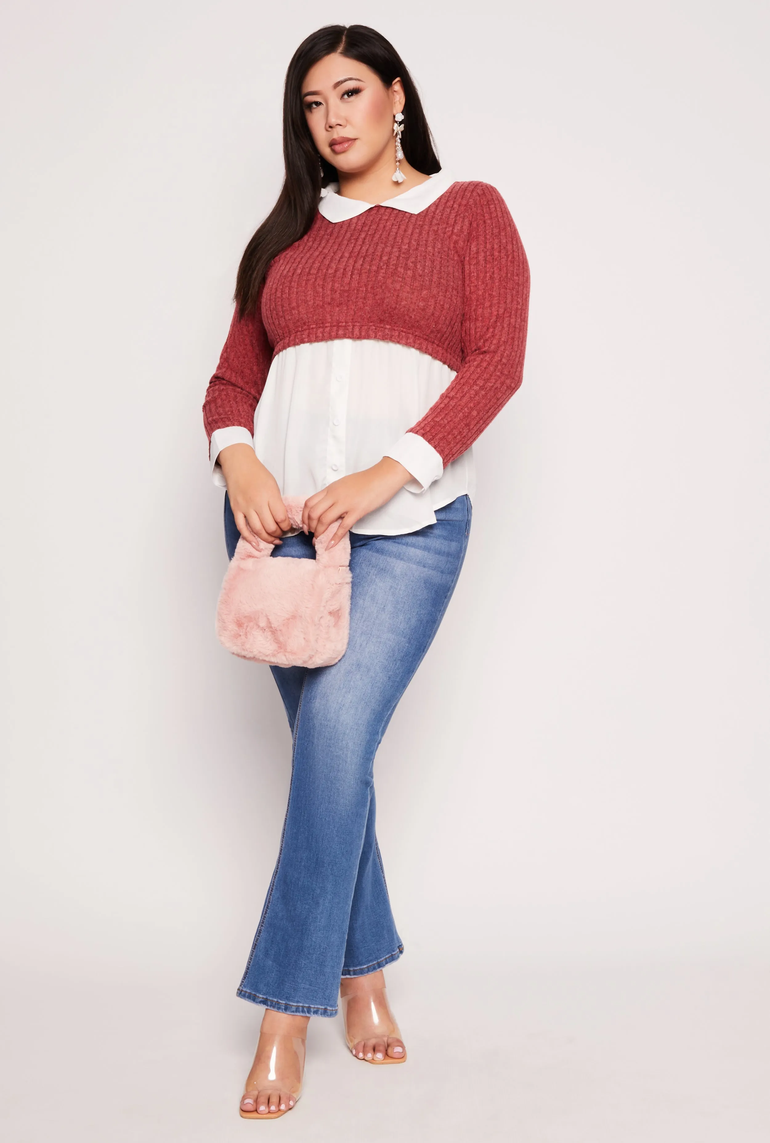 Plus Size Brushed Rib Knit Sweater Blouse sold by Rainbow product image thumbnail 2