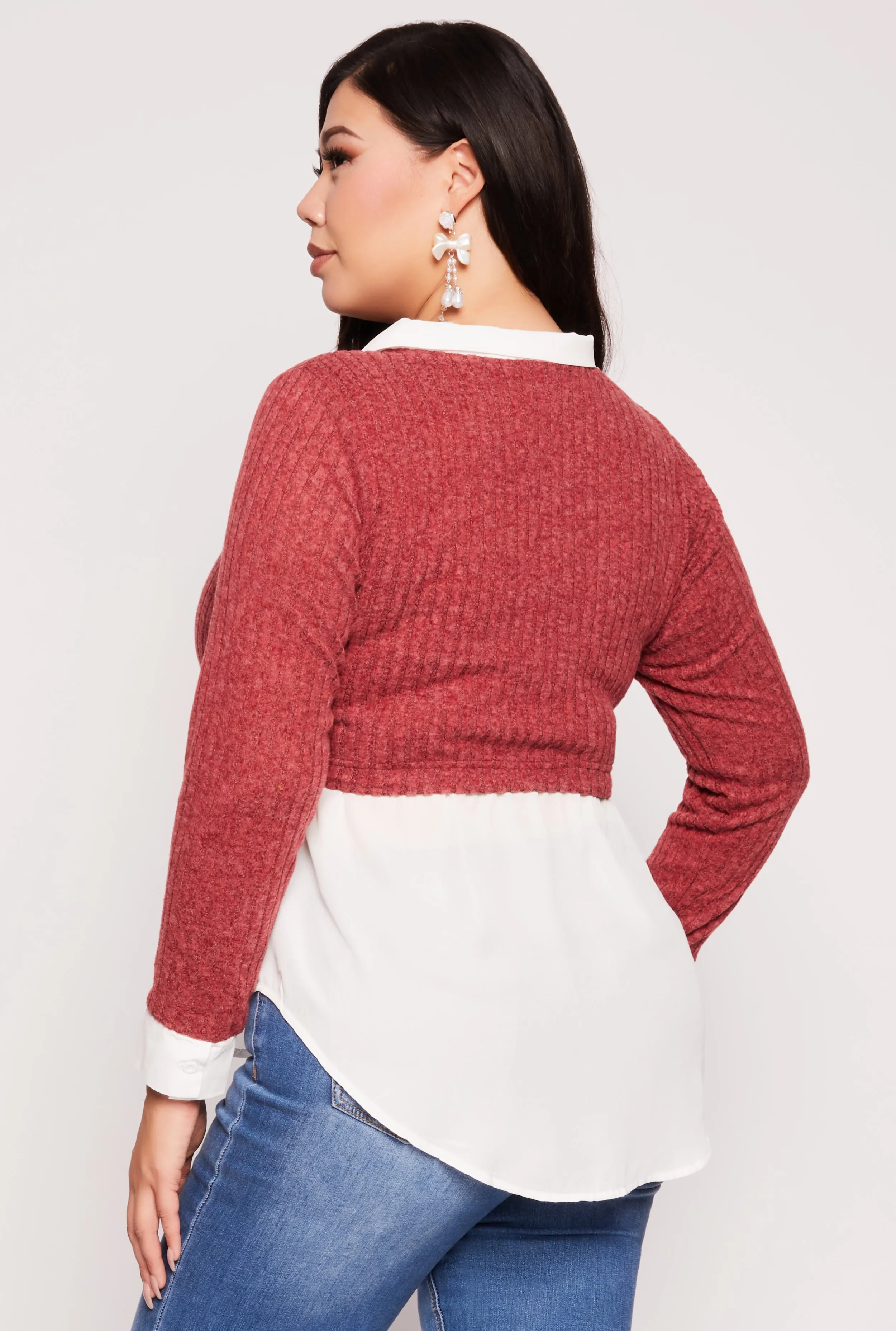 Plus Size Brushed Rib Knit Sweater Blouse sold by Rainbow product image thumbnail 3