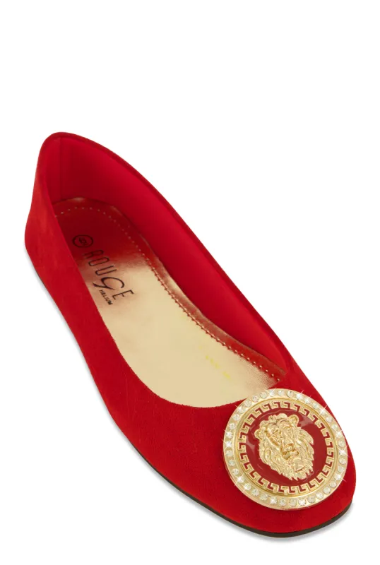 Rhinestone Lion Pendant Ballet Flats sold by Rainbow