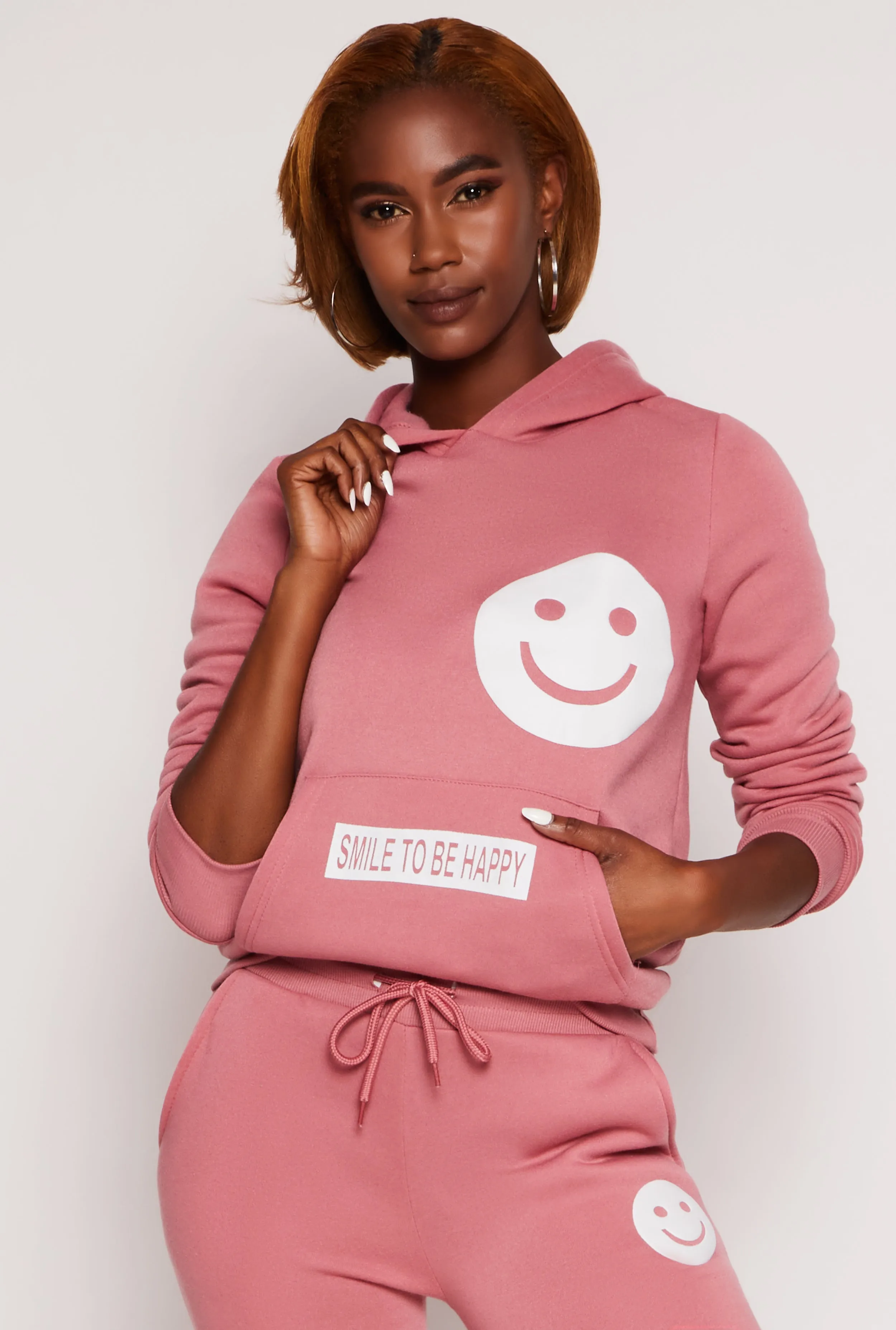 Fleece Smile To Be Happy Pullover Hoodie sold by Rainbow