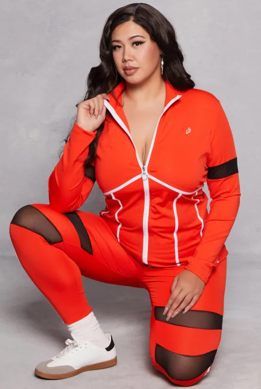 Plus Size Mesh Detail Track Jacket sold by Rainbow