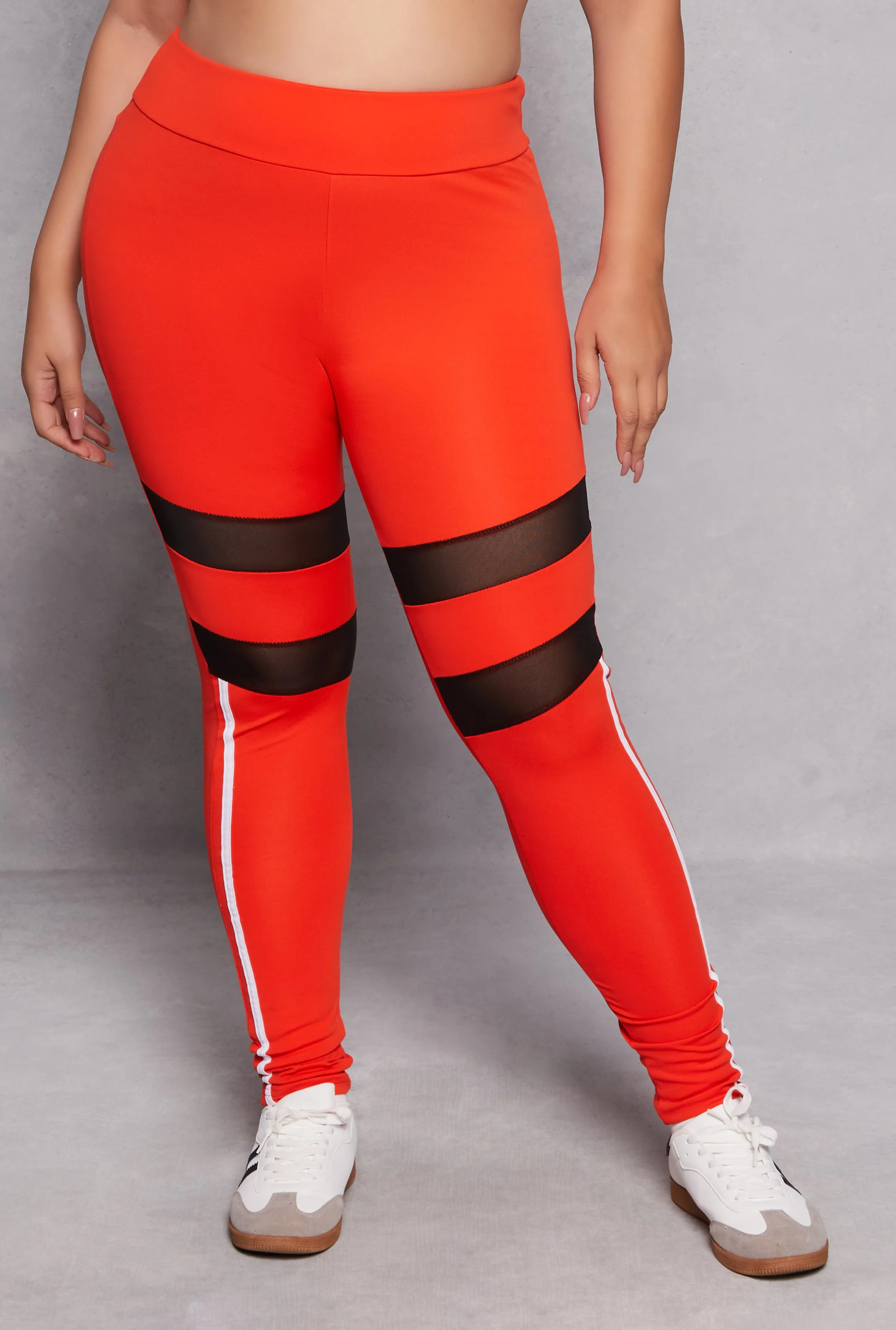 Plus Size Contrast Trim Mesh Detail Leggings sold by Rainbow product image thumbnail 2