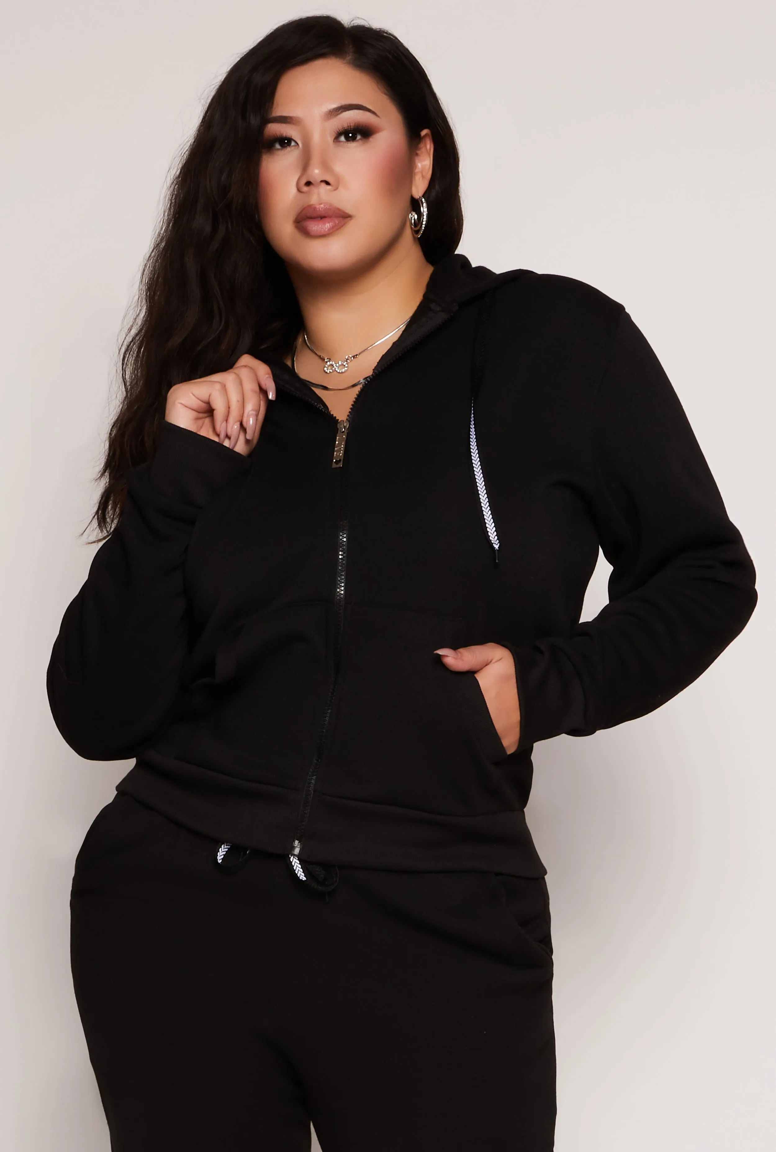 Plus Size Zip Front Hooded Sweatshirt sold by Rainbow