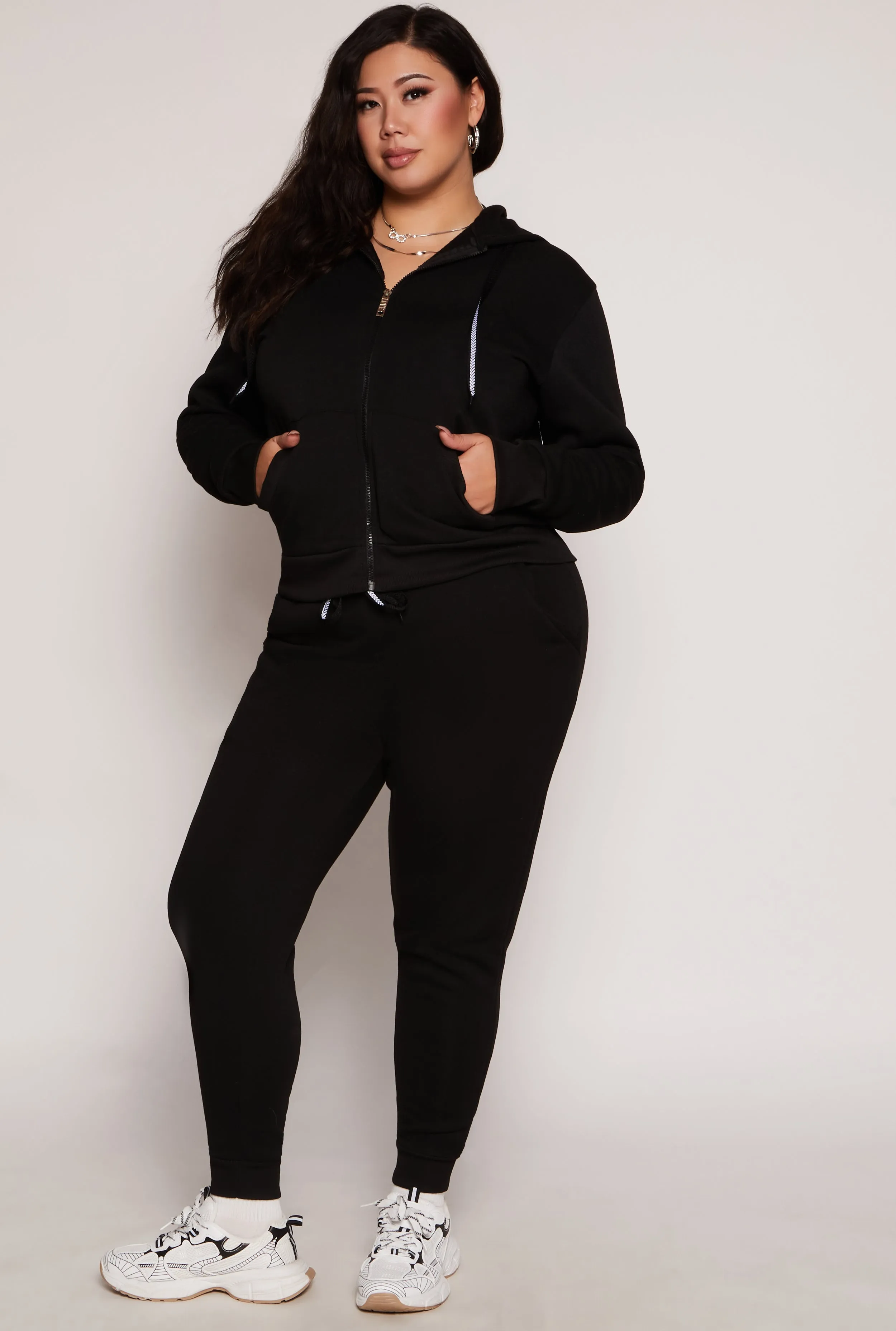 Plus Size Zip Front Hooded Sweatshirt sold by Rainbow product image thumbnail 2