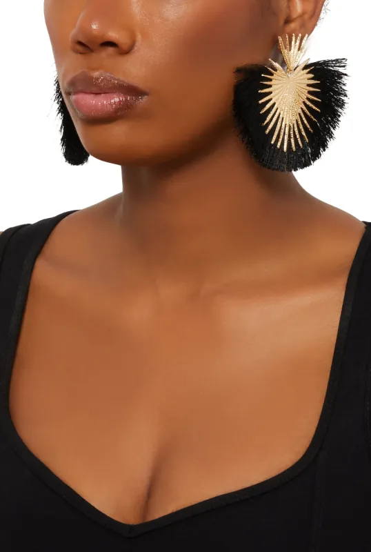 Fringe Fan Drop Earrings sold by Rainbow
