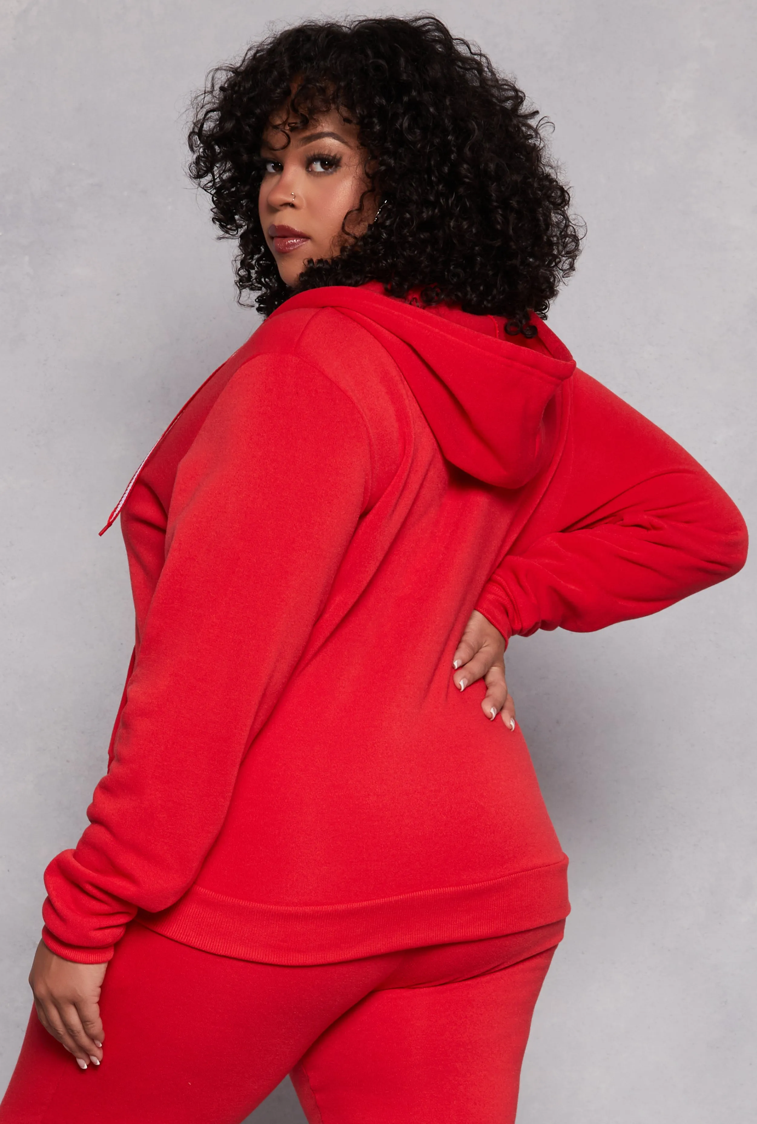 Plus Size Zip Front Hooded Sweatshirt sold by Rainbow product image thumbnail 3