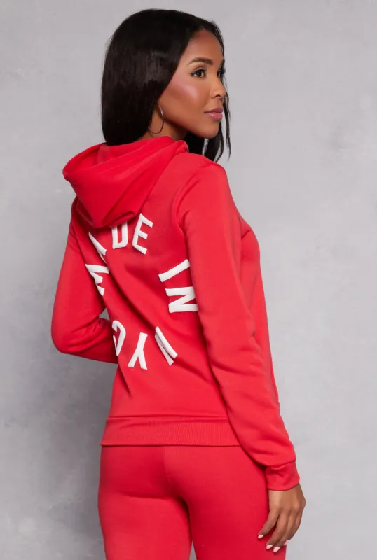 Made In NYC Graphic Back Hooded Sweatshirt sold by Rainbow