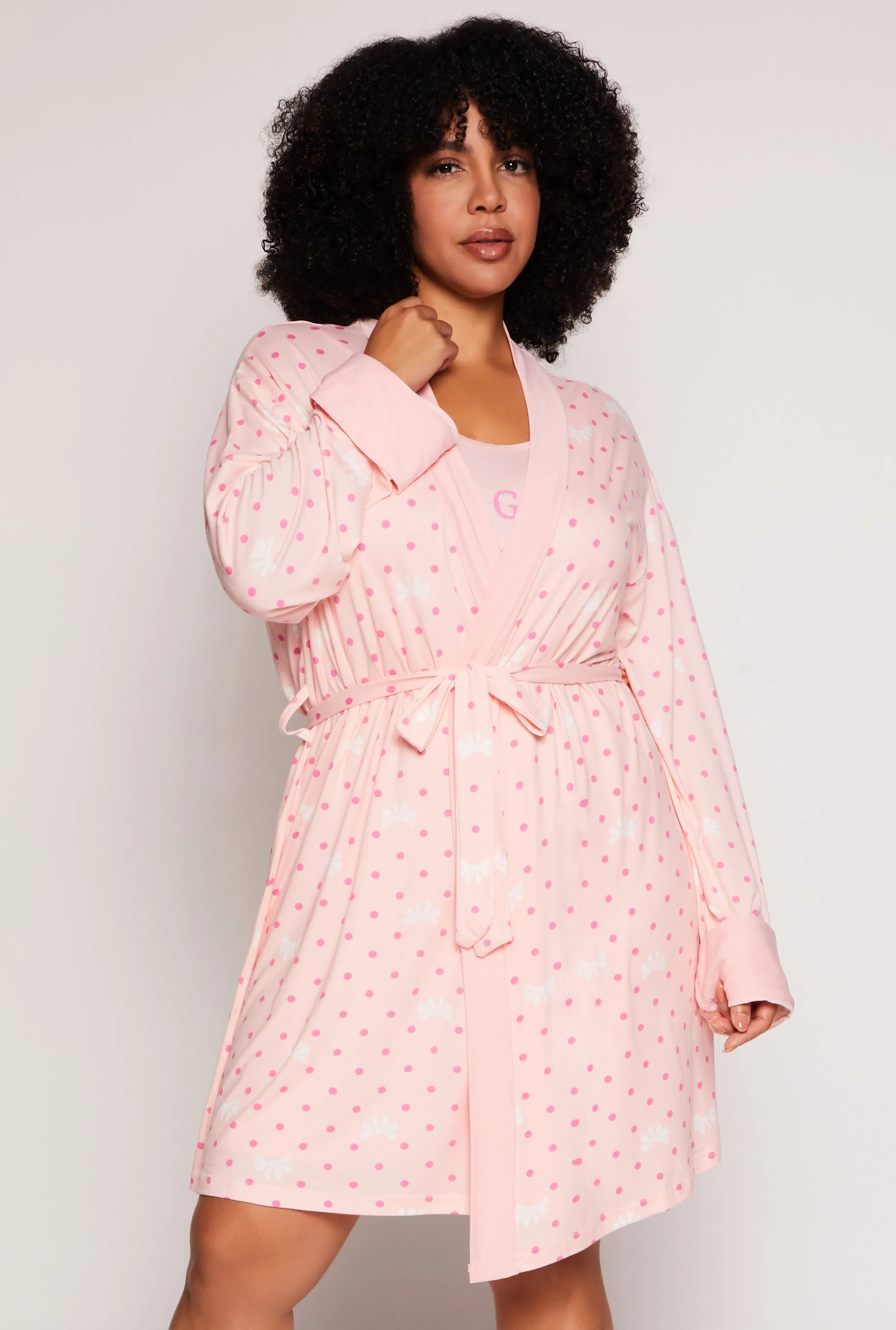 Plus Size Girl Gang Graphic Cami Nightgown with Robe sold by Rainbow