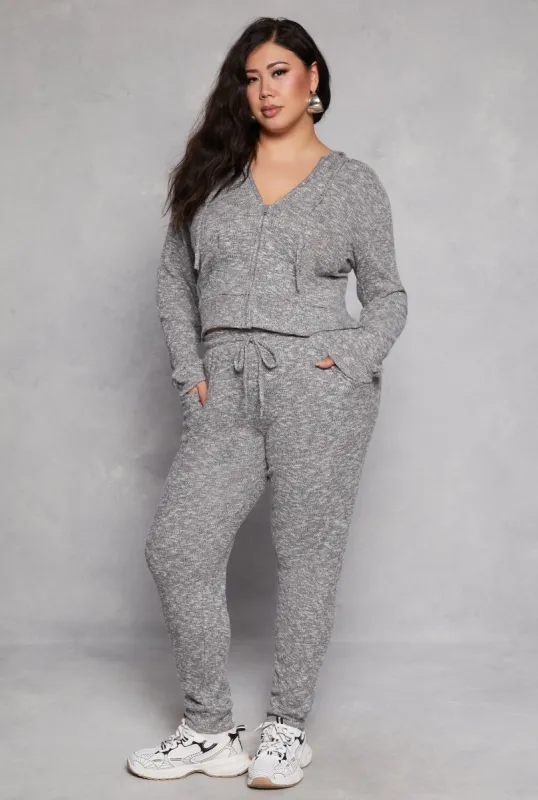 Plus Size Daisy Ribbed Brushed Knit Joggers sold by Rainbow
