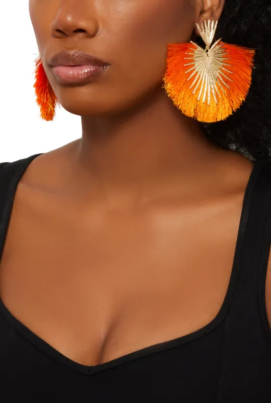 Fringe Fan Drop Earrings sold by Rainbow