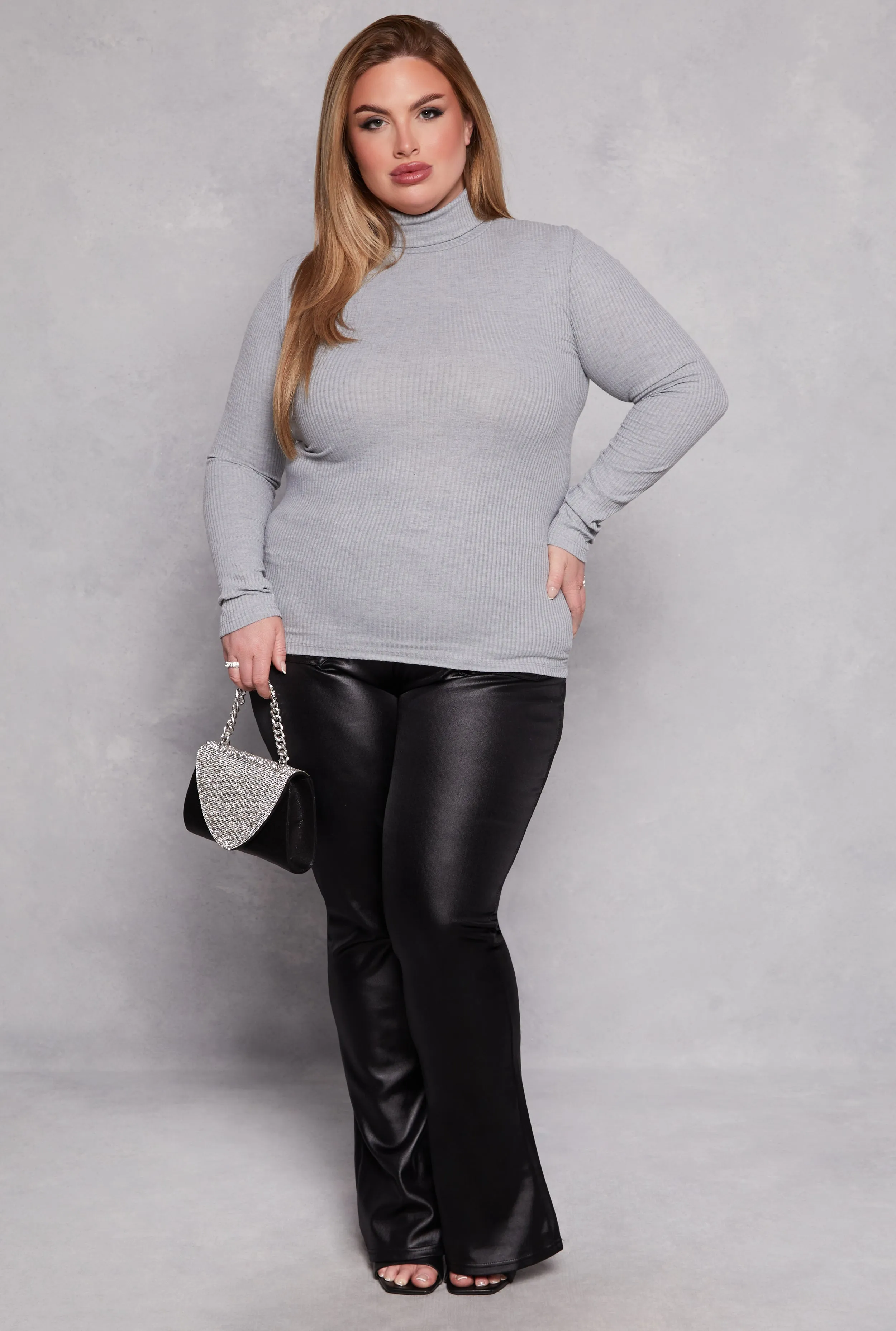 Plus Size Basic Ribbed Knit Turtleneck Top sold by Rainbow product image thumbnail 2