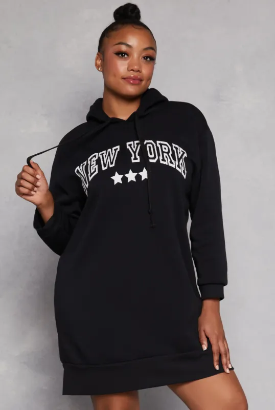 Plus Size New York Hooded Sweatshirt Dress sold by Rainbow