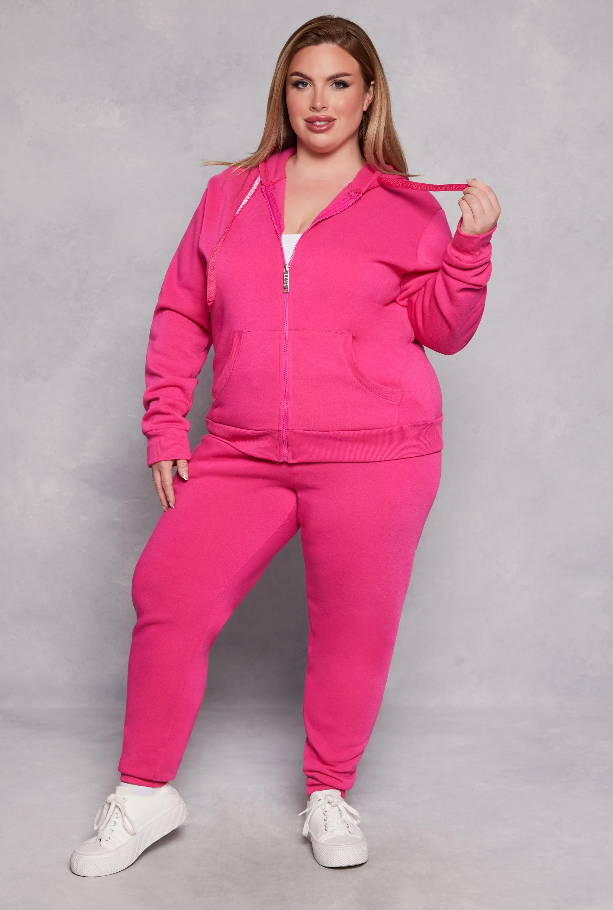 Plus Size Zip Front Hooded Sweatshirt sold by Rainbow product image thumbnail 2