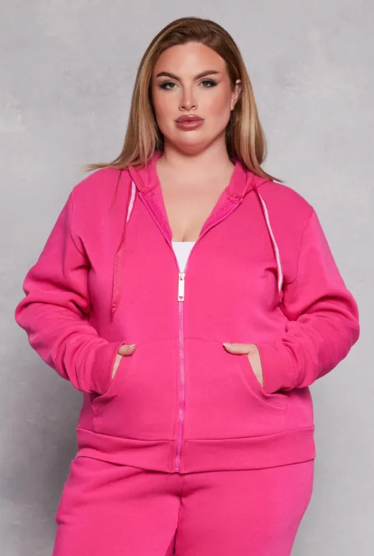 Plus Size Zip Front Hooded Sweatshirt sold by Rainbow