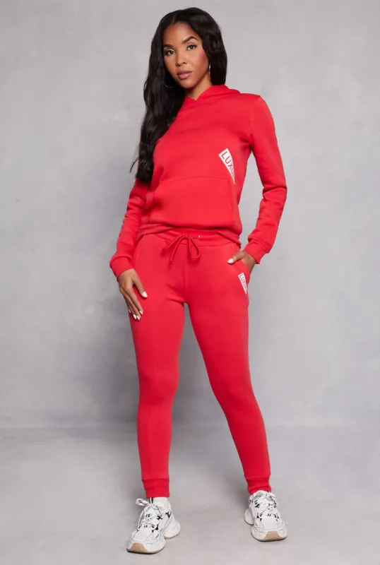 Fleece Luxury Graphic Drawstring Joggers sold by Rainbow