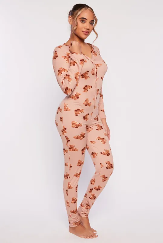 Teddy Bear Long Sleeve Pajama Onesie sold by Rainbow