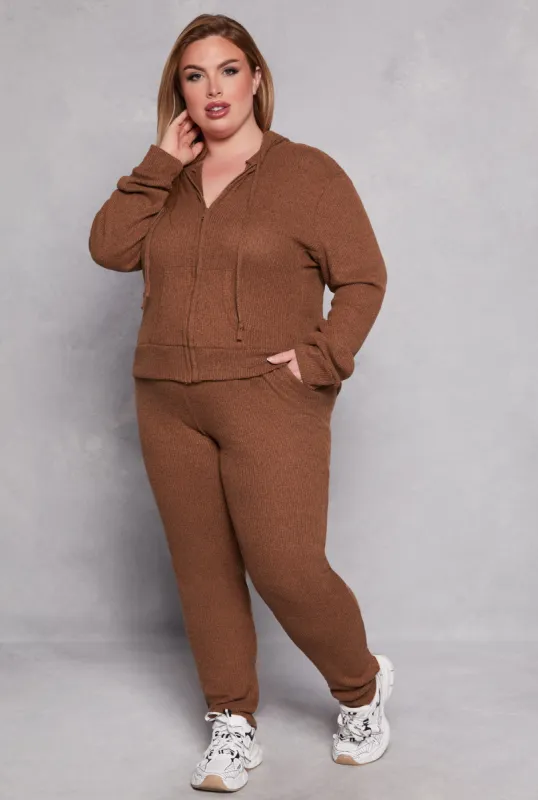 Plus Size Daisy Ribbed Brushed Knit Joggers sold by Rainbow