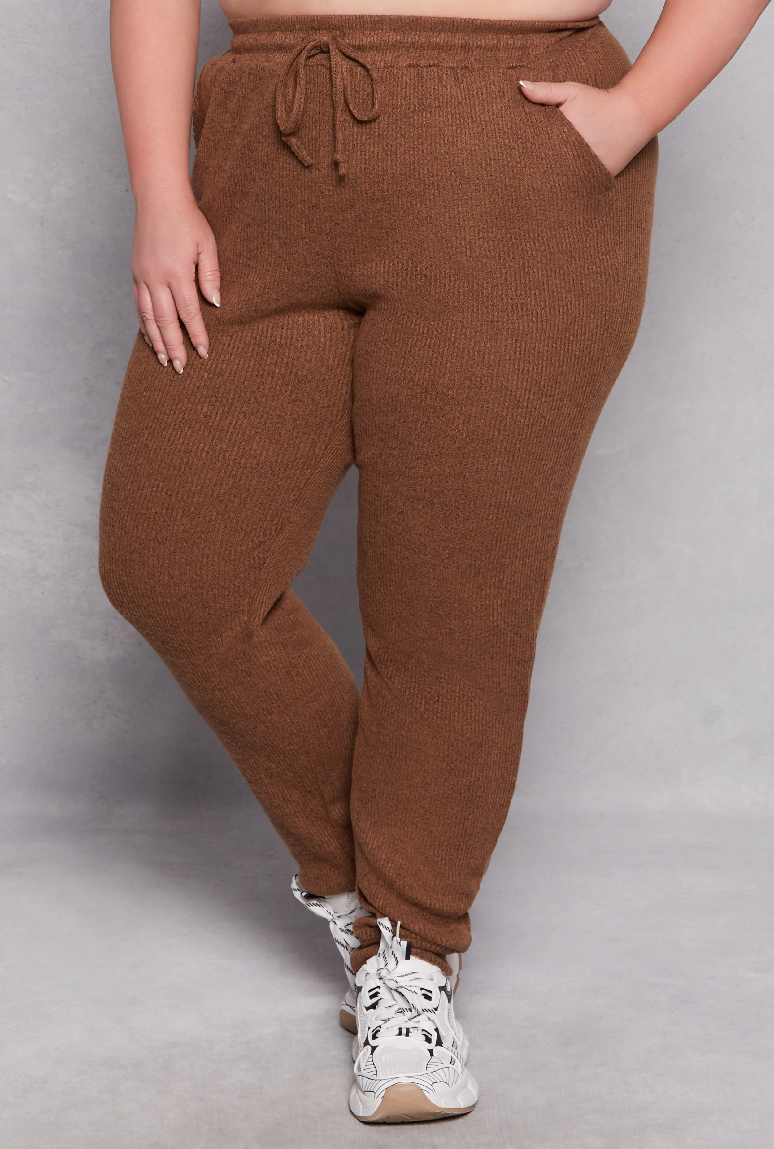 Plus Size Daisy Ribbed Brushed Knit Joggers sold by Rainbow product image thumbnail 2