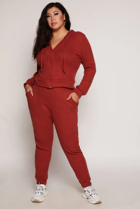 Plus Size Daisy Ribbed Brushed Knit Joggers sold by Rainbow