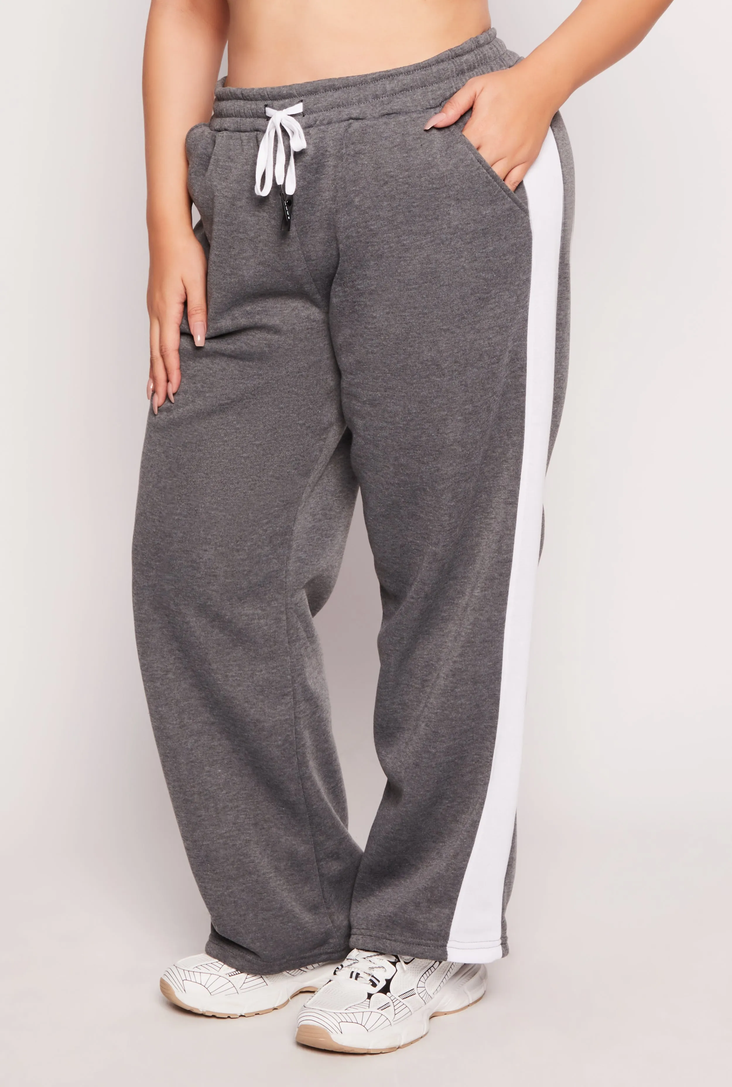 Plus Size Side Stripe Wide Leg Sweatpants sold by Rainbow product image thumbnail 2