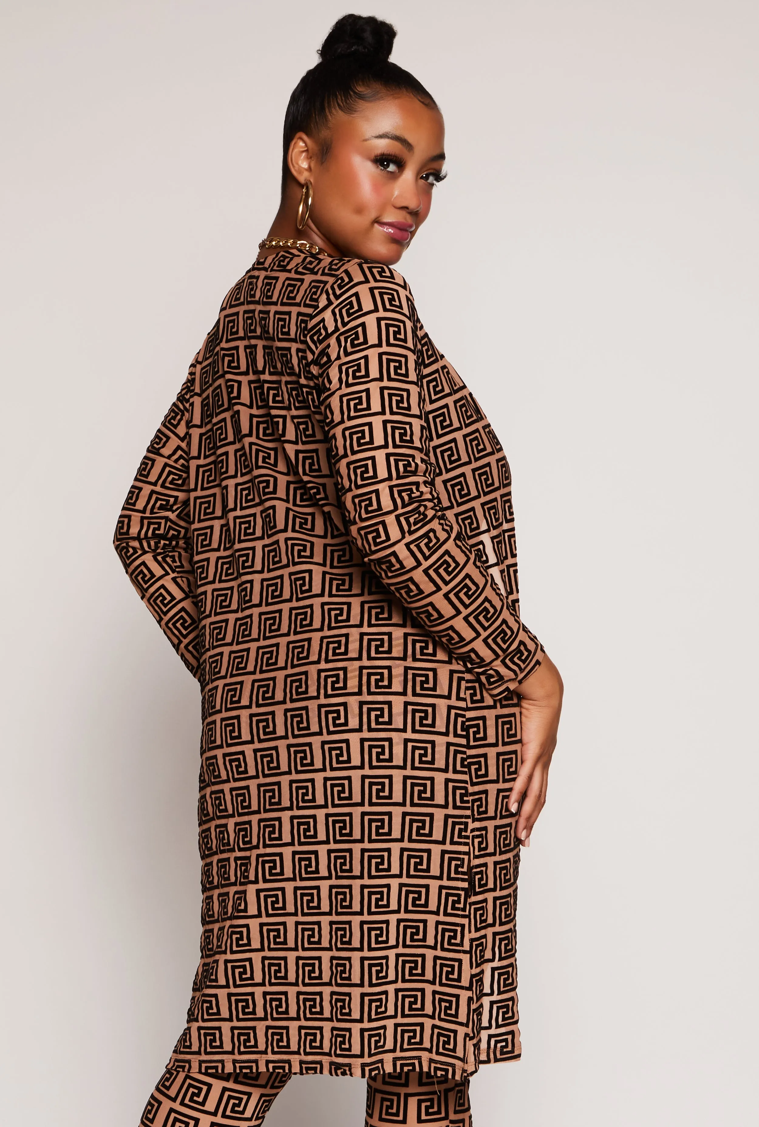 Plus Size Velvet Burnout Greek Key Duster sold by Rainbow product image thumbnail 3