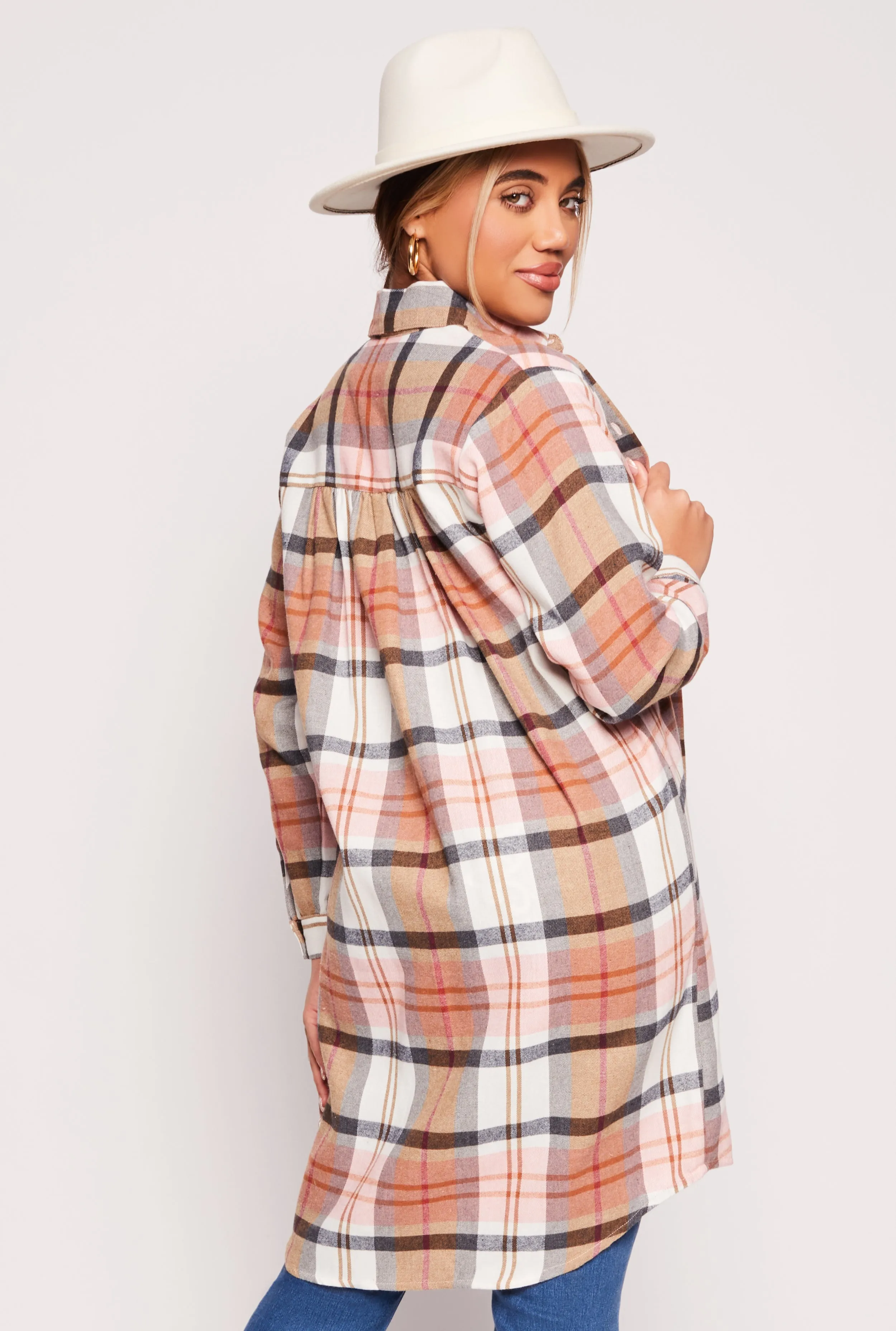Spoon Jeans Plaid Button Front Tunic Shirt sold by Rainbow product image thumbnail 3