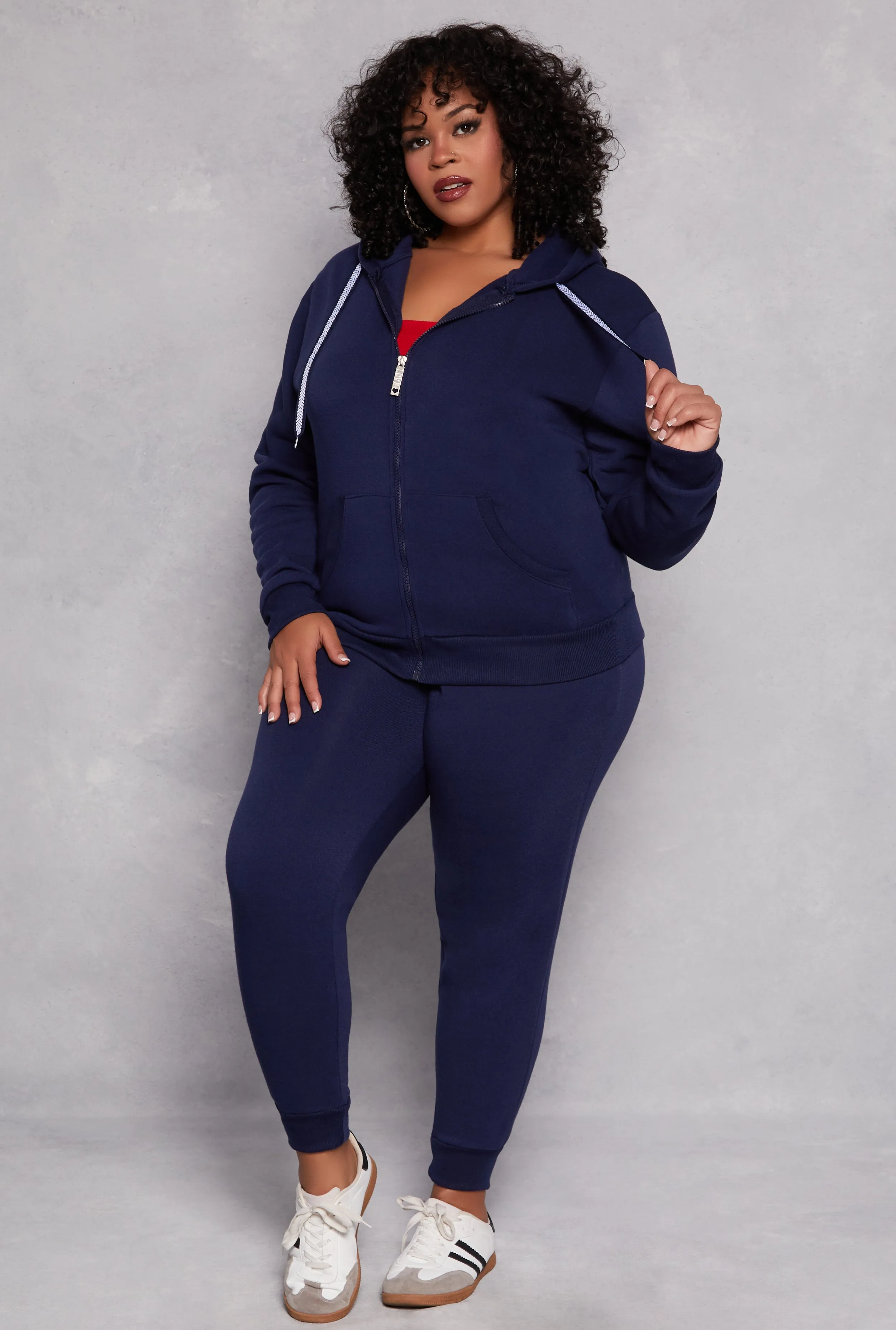 Plus Size Zip Front Hooded Sweatshirt sold by Rainbow product image thumbnail 2