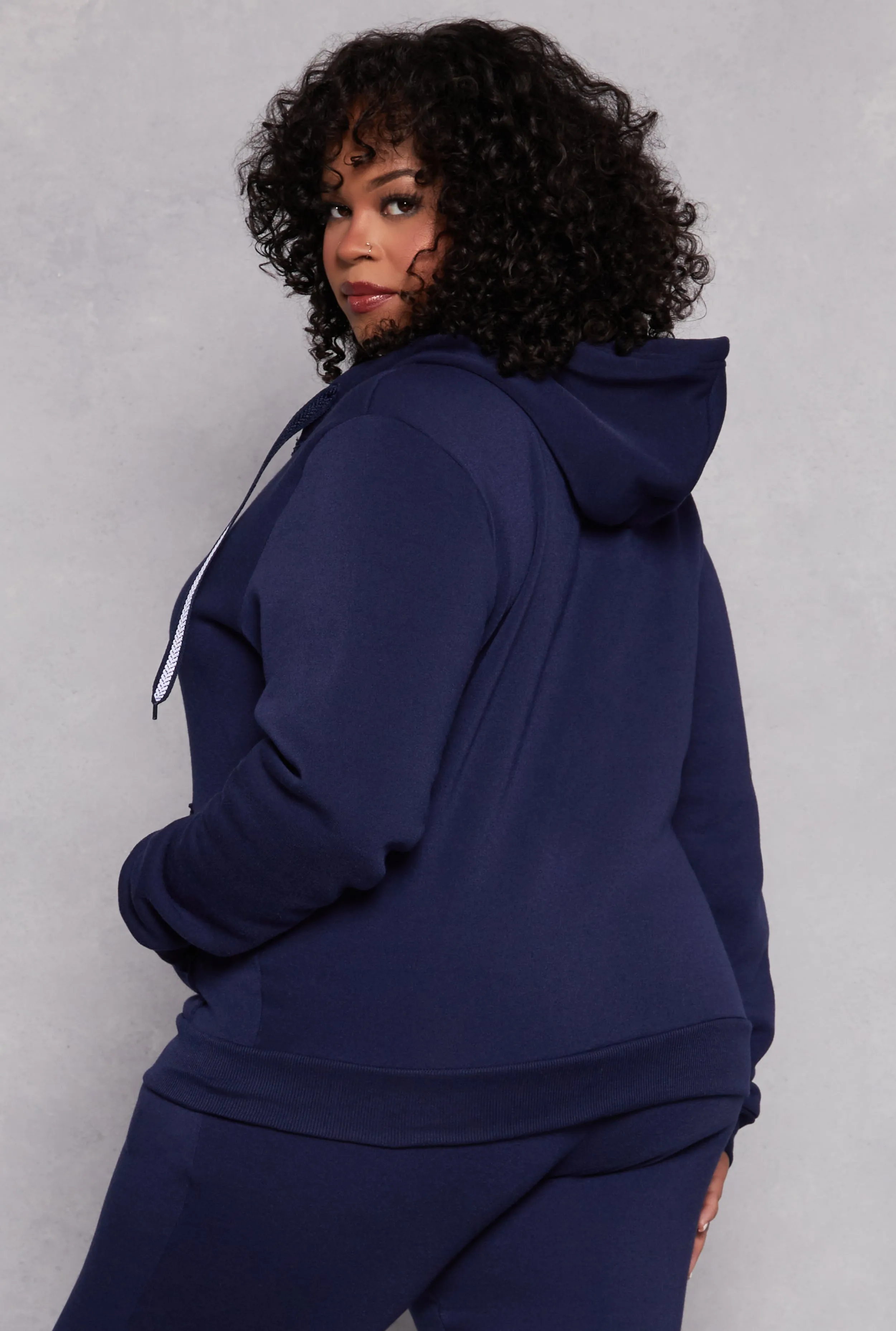Plus Size Zip Front Hooded Sweatshirt sold by Rainbow product image thumbnail 3