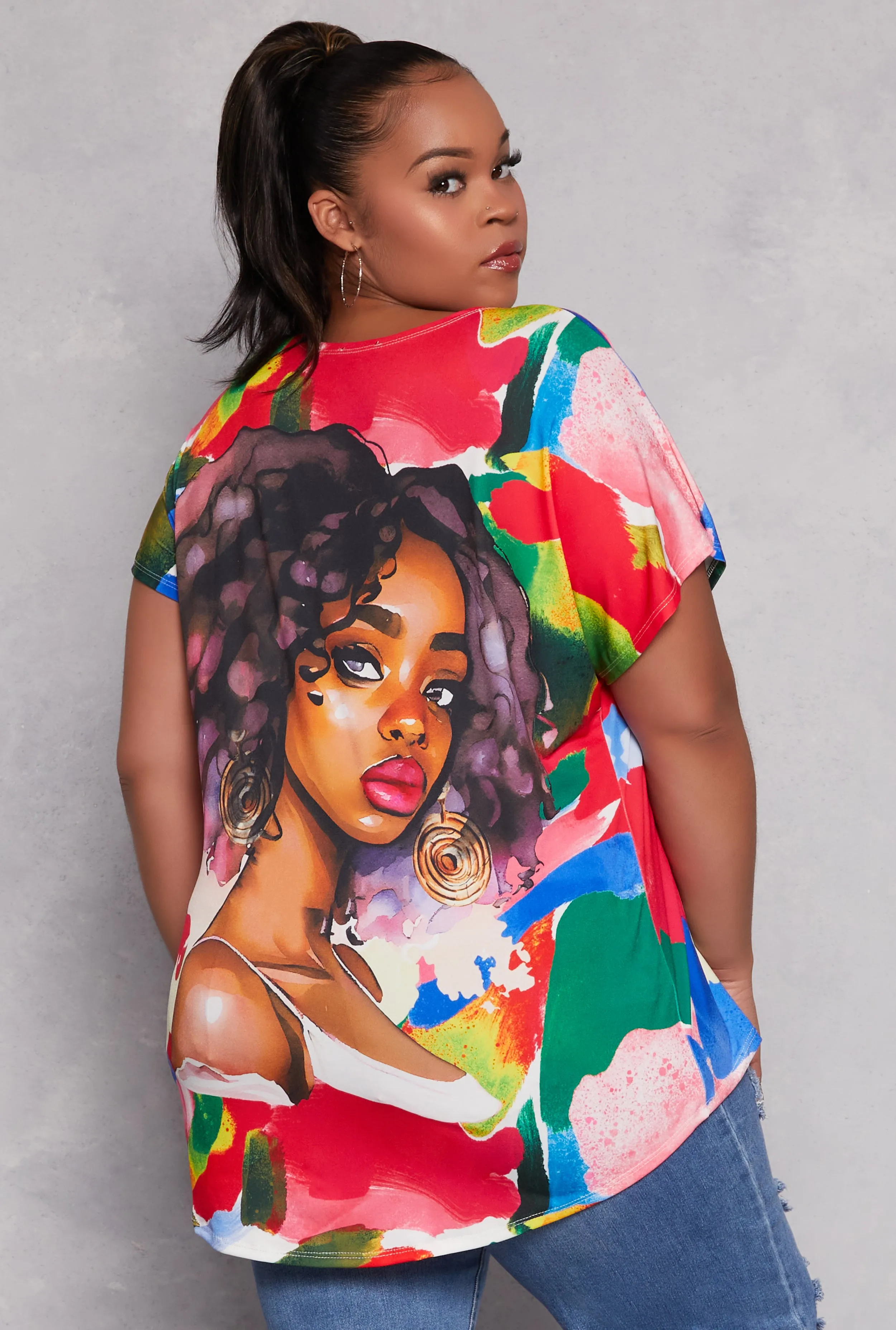 Plus Size Afro Girl Graphic Print Top sold by Rainbow product image thumbnail 3