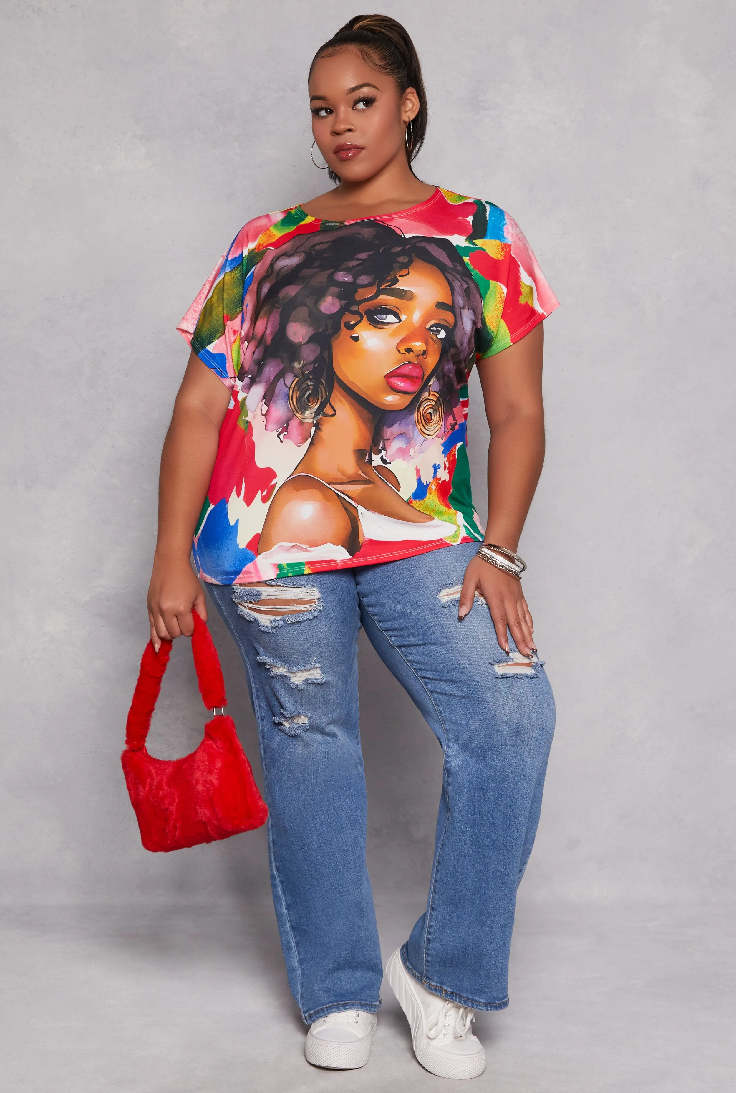 Plus Size Afro Girl Graphic Print Top sold by Rainbow product image thumbnail 2