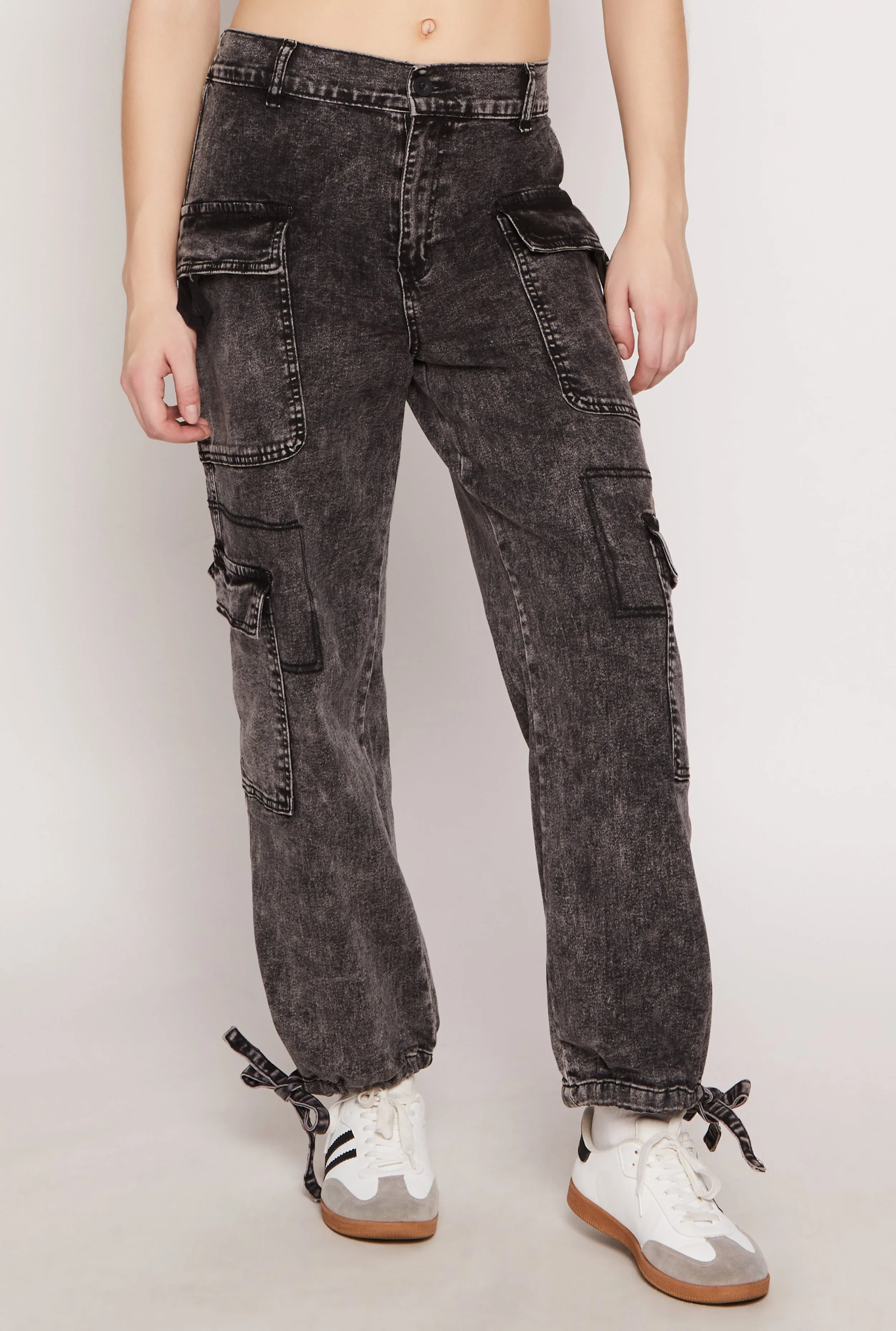 Almost Famous Denim Drawstring Hem Cargo Joggers sold by Rainbow product image thumbnail 2